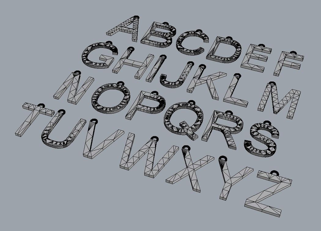 Alphabet Pendants - 15mm No Diamonds 3D print model_10