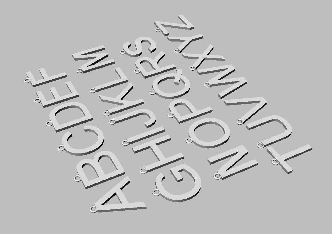 Alphabet Pendants - 15mm No Diamonds 3D print model_18