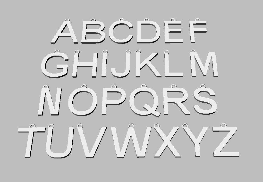 Alphabet Pendants - 15mm No Diamonds 3D print model_16