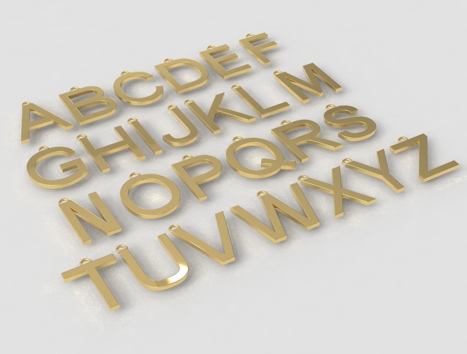 Alphabet Pendants - 15mm No Diamonds 3D print model_1