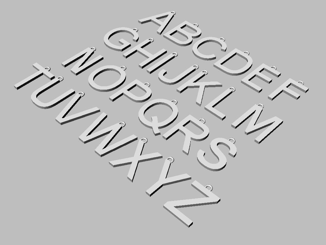 Alphabet Pendants - 15mm No Diamonds 3D print model_15