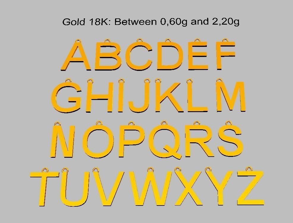 Alphabet Pendants - 15mm No Diamonds 3D print model_5