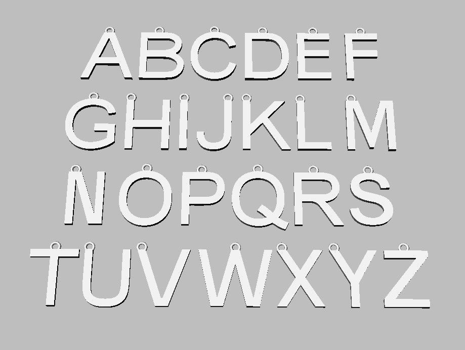 Alphabet Pendants - 15mm No Diamonds 3D print model_20