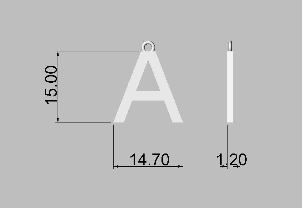 Alphabet Pendants - 15mm No Diamonds 3D print model_4