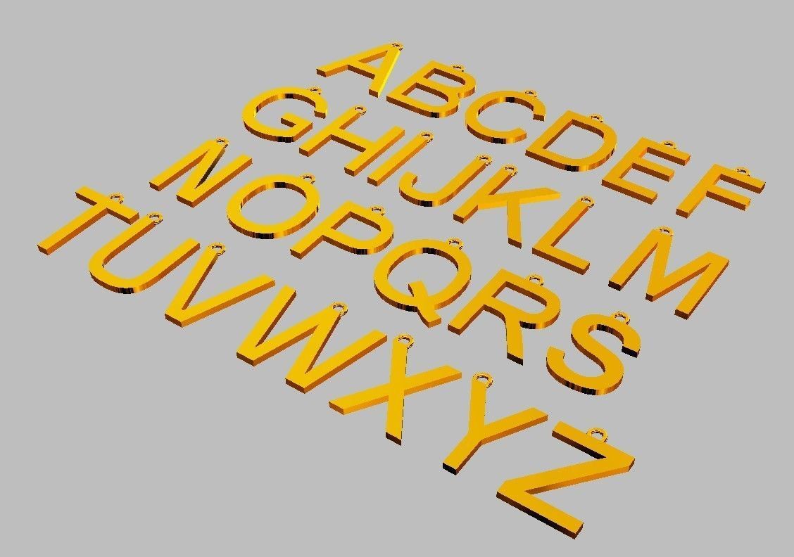 Alphabet Pendants - 15mm No Diamonds 3D print model_7