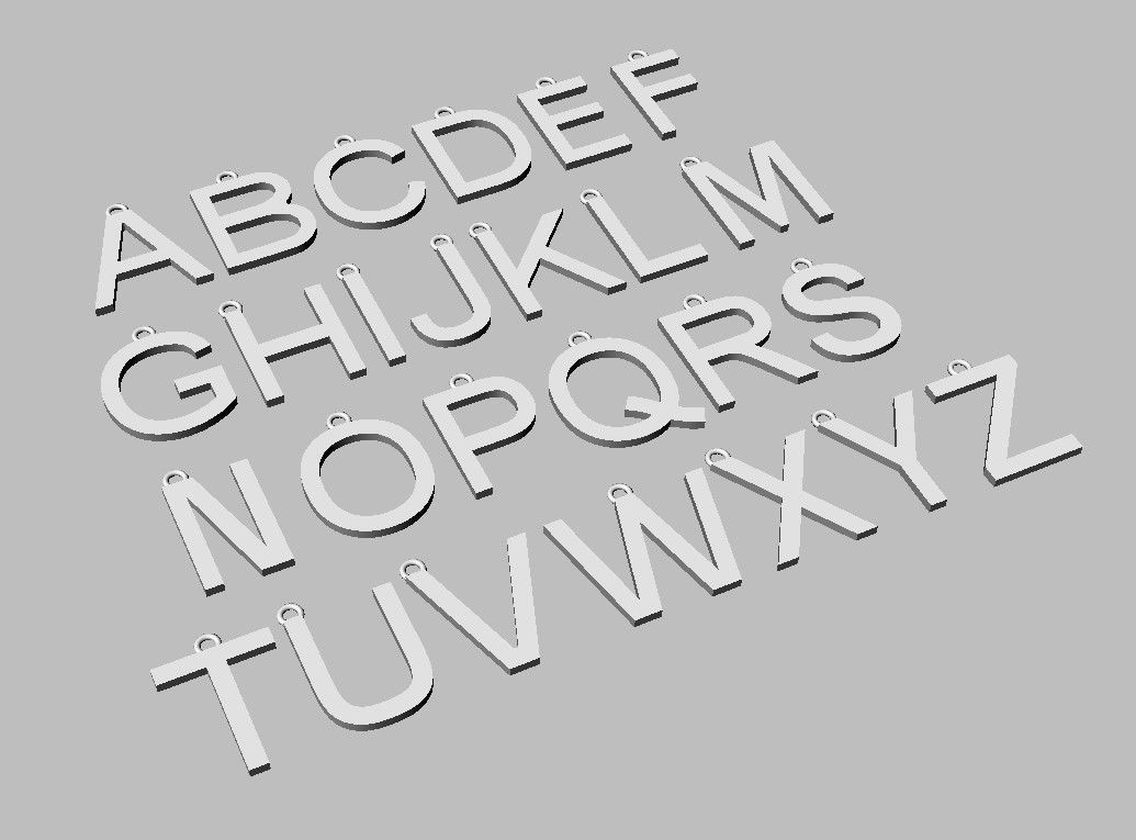Alphabet Pendants - 15mm No Diamonds 3D print model_14