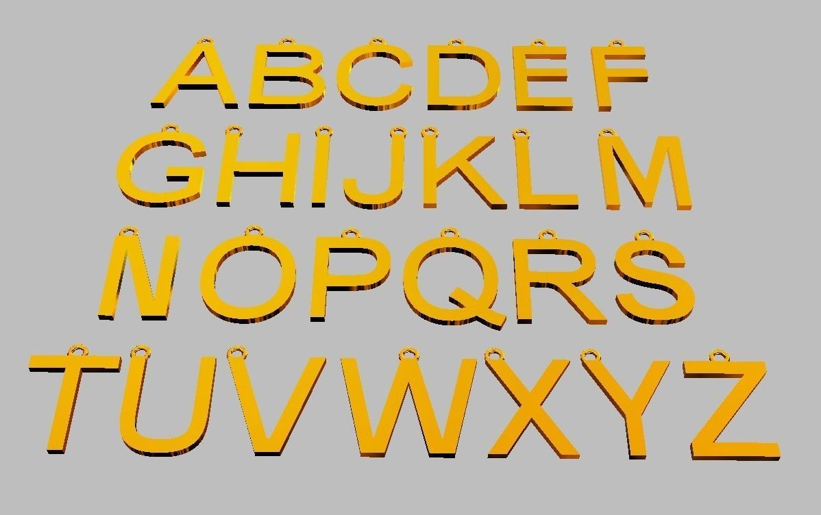 Alphabet Pendants - 15mm No Diamonds 3D print model_8