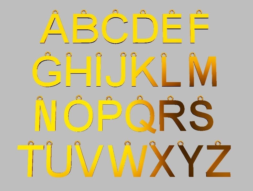 Alphabet Pendants - 15mm No Diamonds 3D print model_9