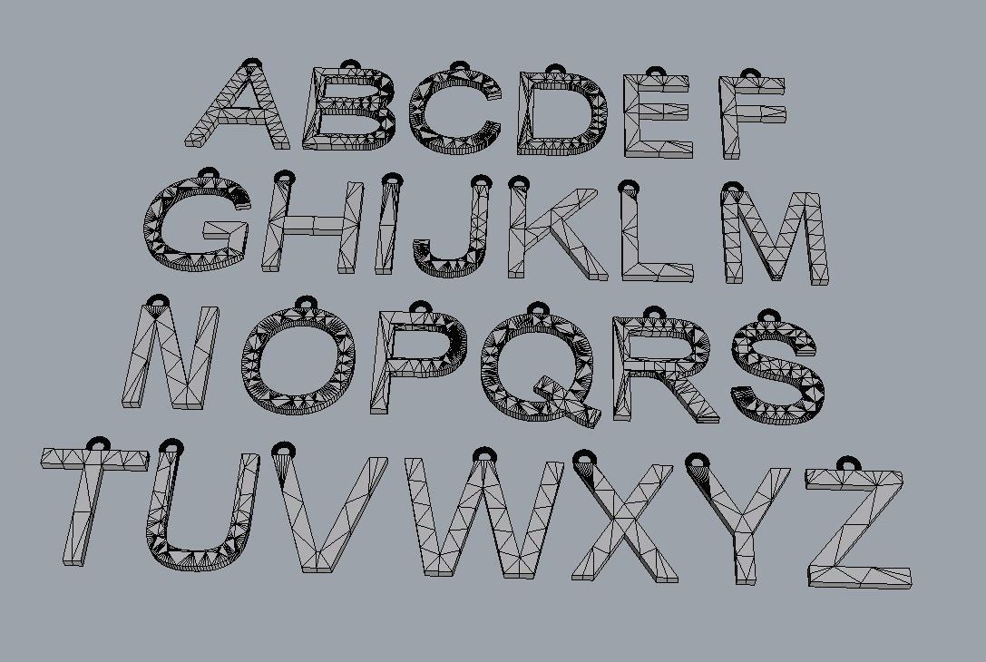 Alphabet Pendants - 15mm No Diamonds 3D print model_12