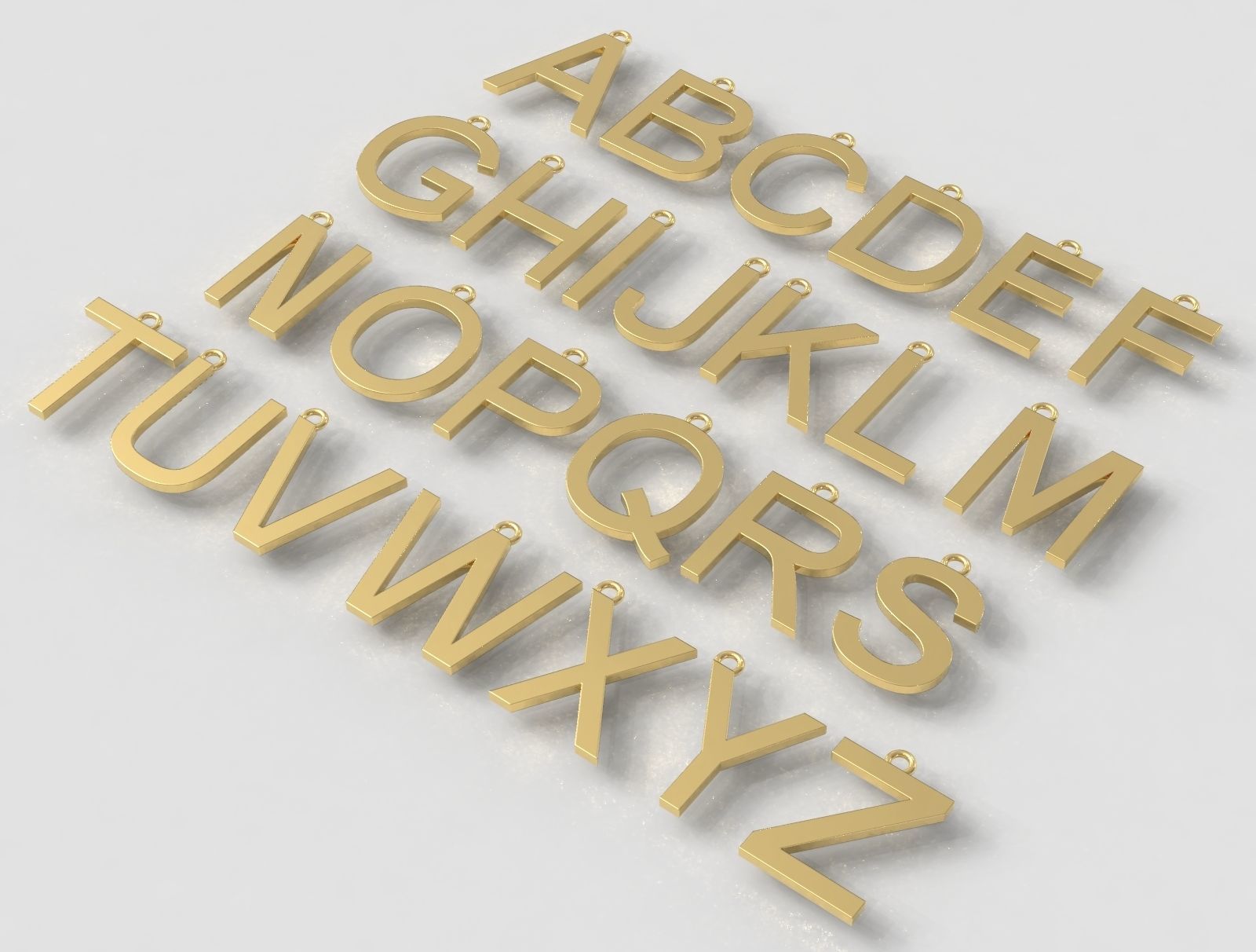 Alphabet Pendants - 15mm No Diamonds 3D print model_2