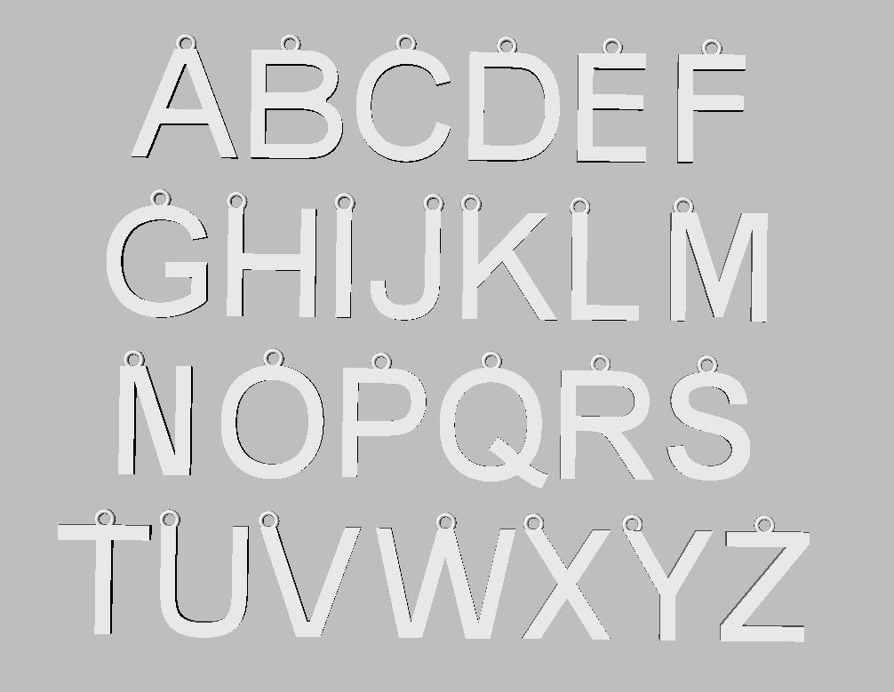 Alphabet Pendants - 15mm No Diamonds 3D print model_17