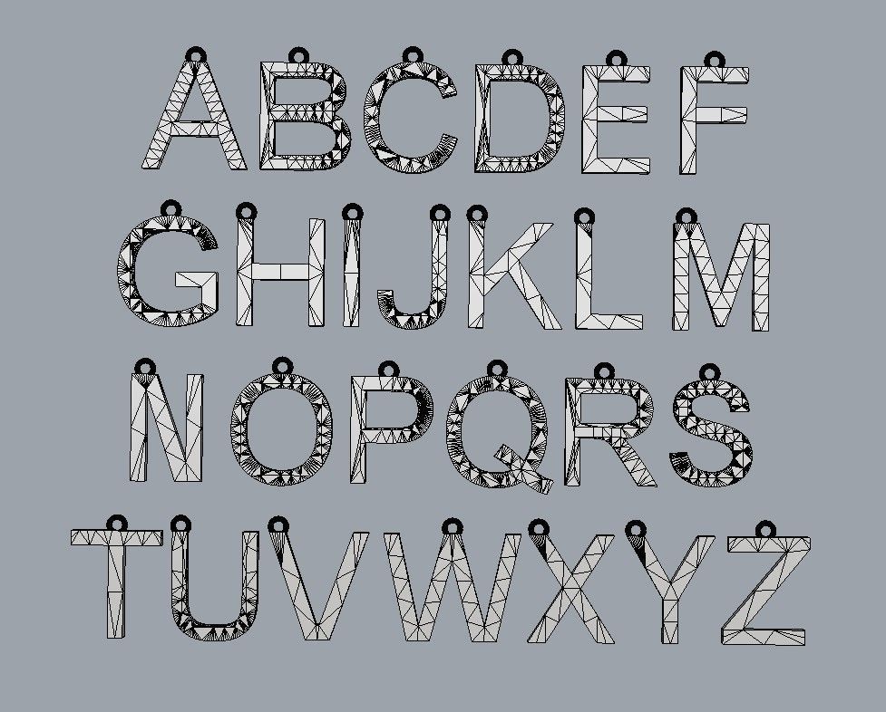 Alphabet Pendants - 15mm No Diamonds 3D print model_13