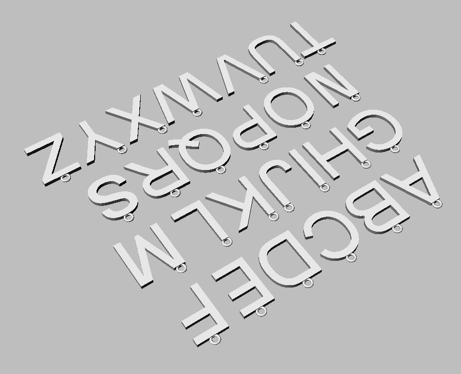 Alphabet Pendants - 15mm No Diamonds 3D print model_19
