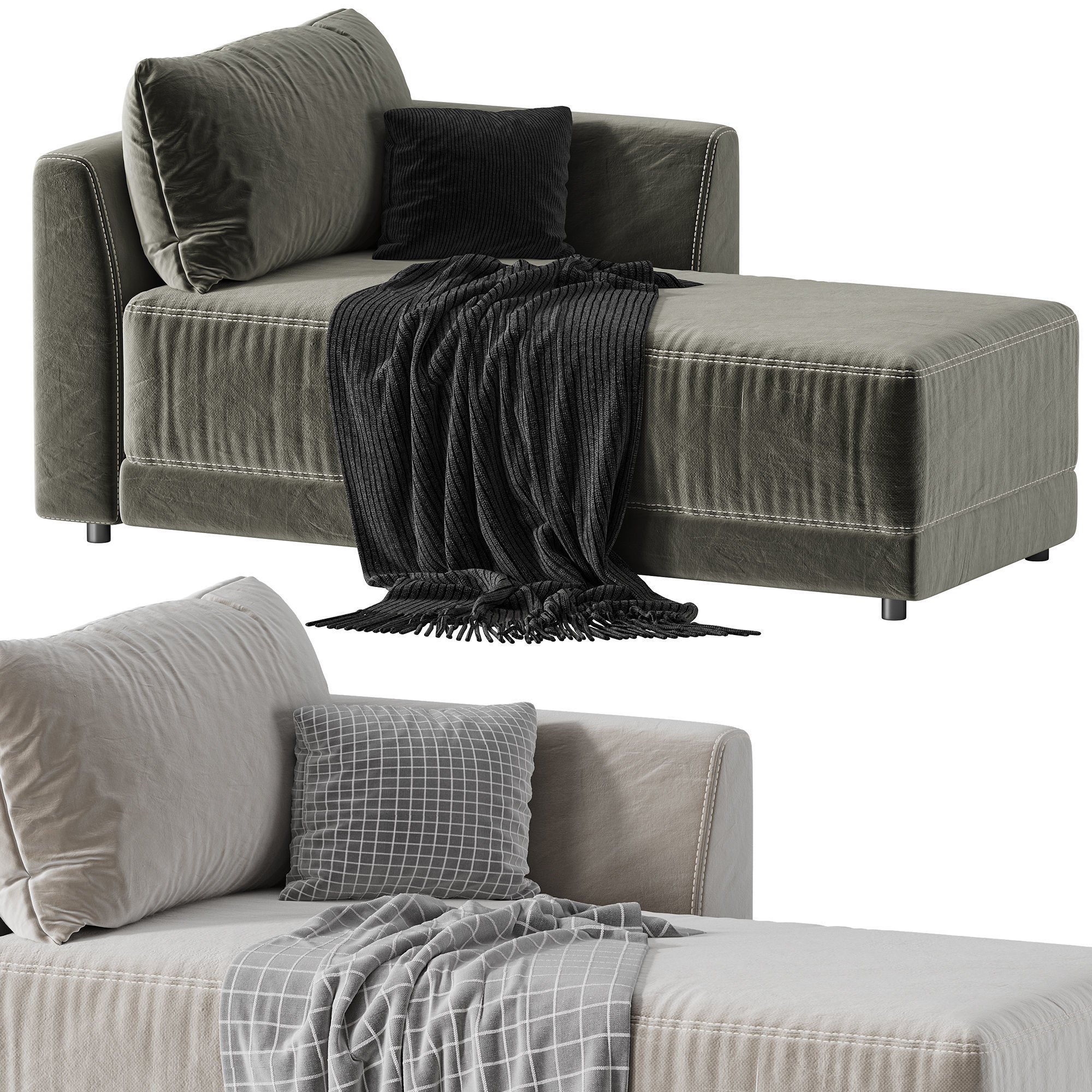 Gather Deep Right Arm Chaise 3D model_10