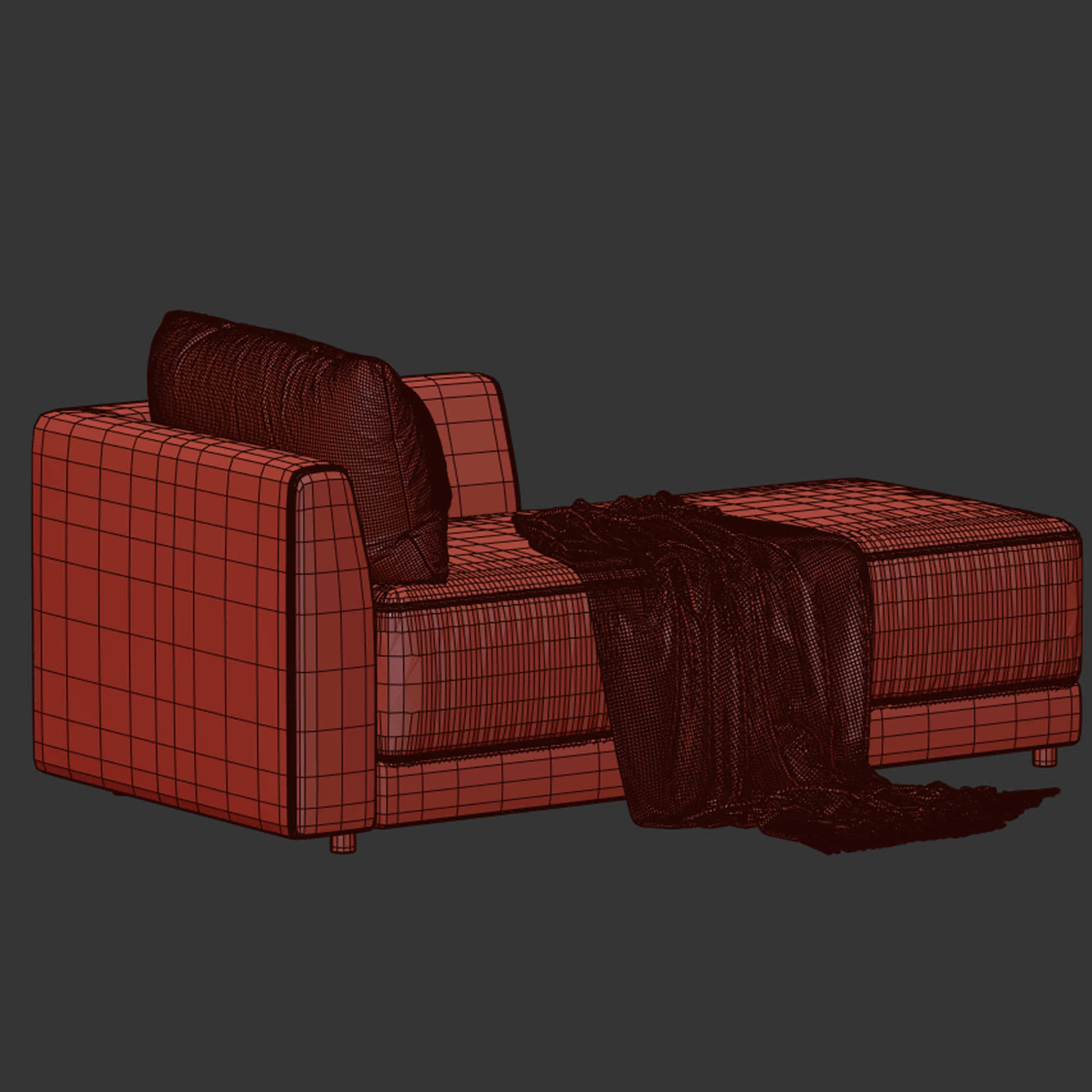 Gather Deep Right Arm Chaise 3D model_3