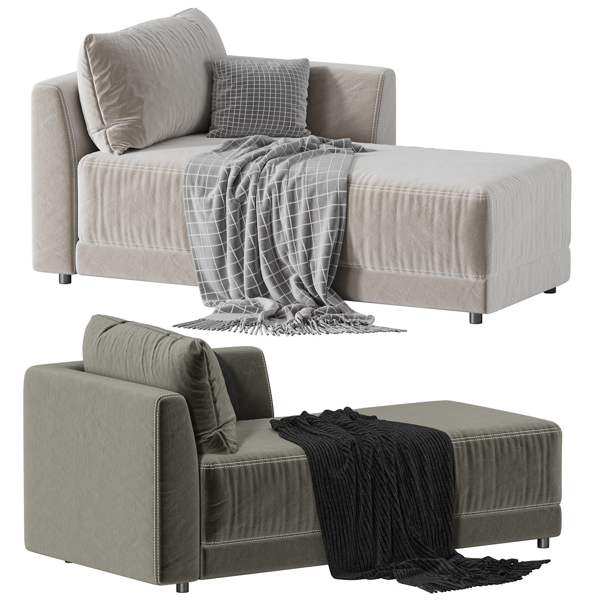 Gather Deep Right Arm Chaise 3D model_1