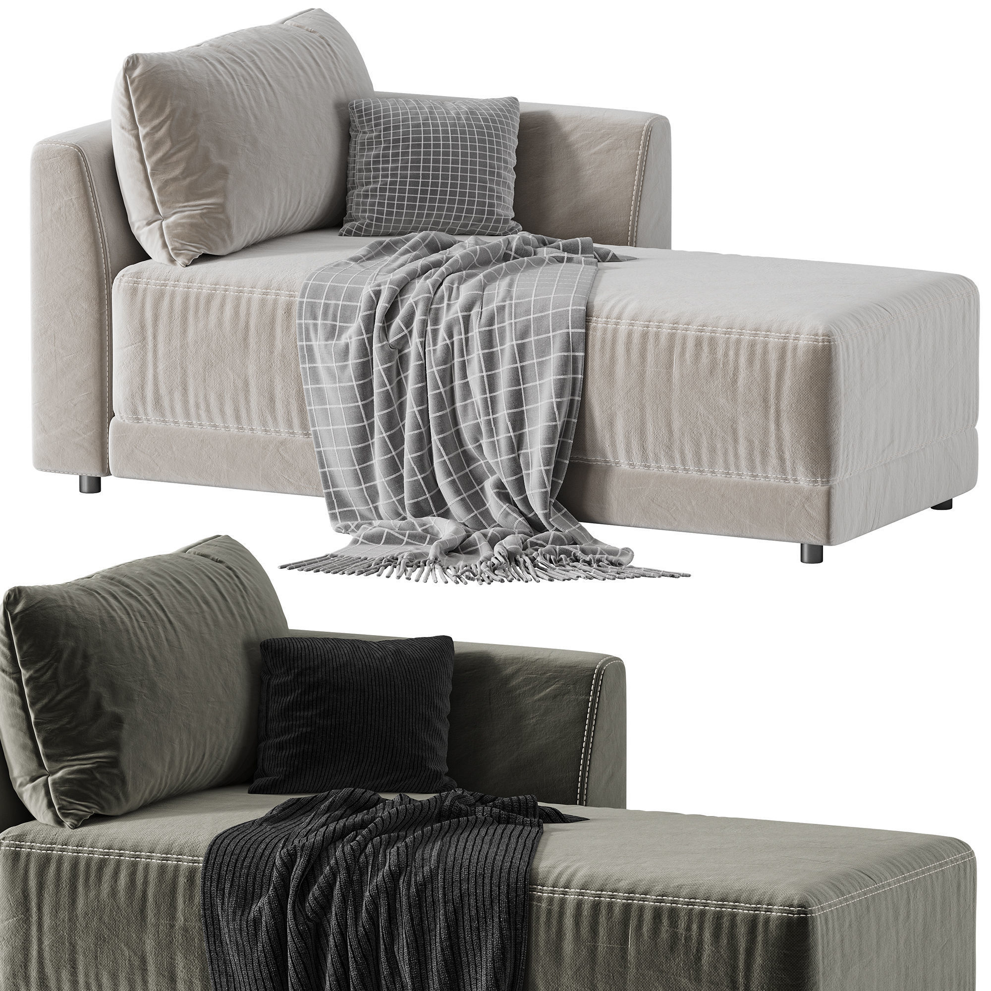 Gather Deep Right Arm Chaise 3D model_4