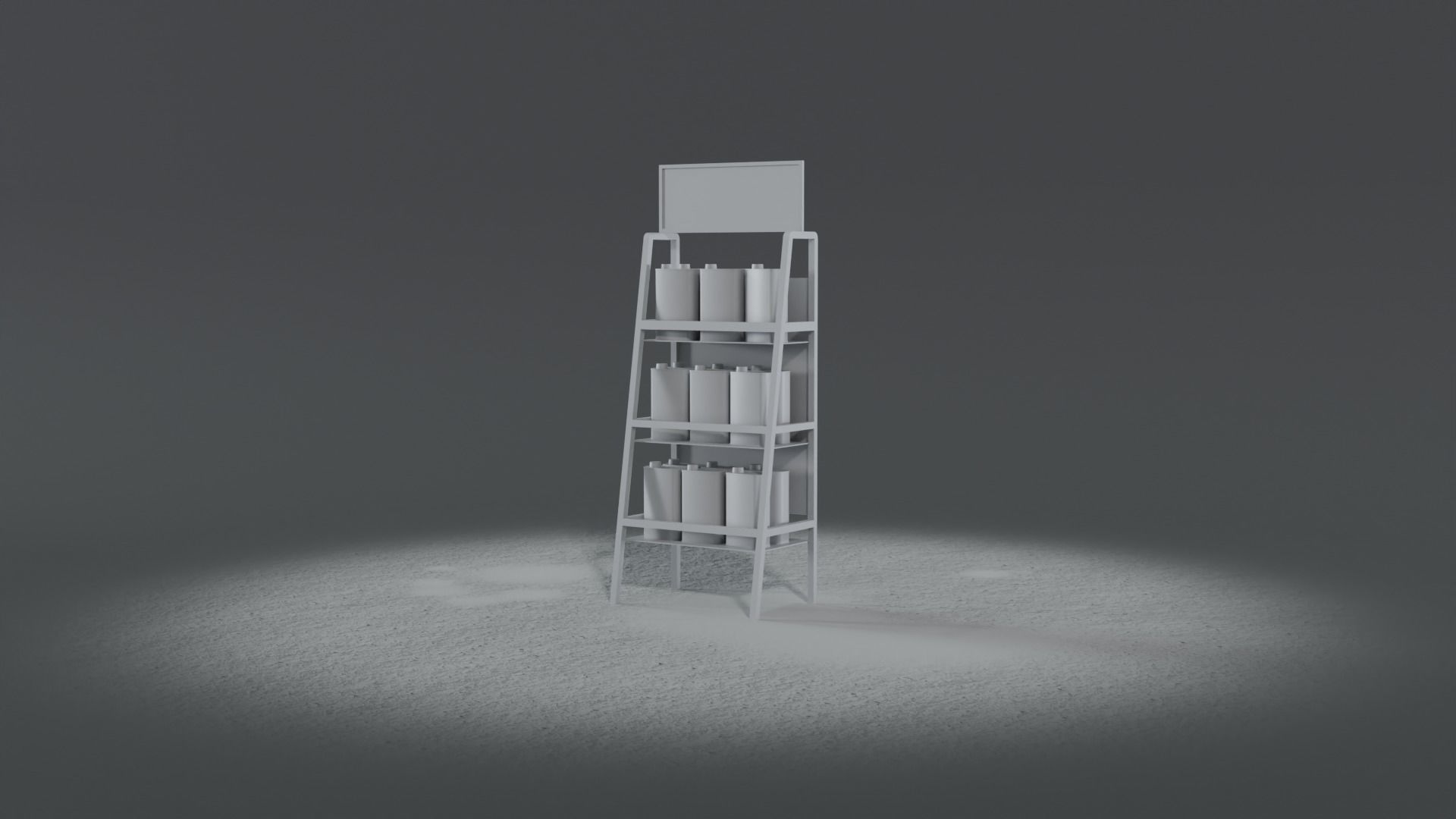 3 Realistic Motor Oil Display Racks with Oil Cans 3D Model Collection_12