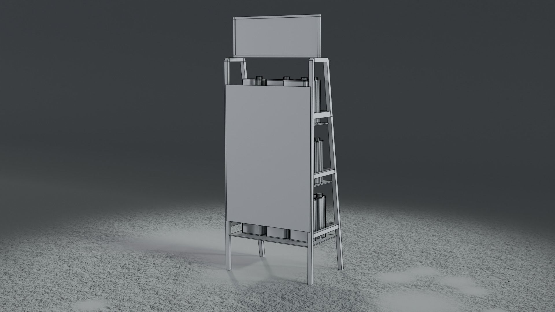 3 Realistic Motor Oil Display Racks with Oil Cans 3D Model Collection_23