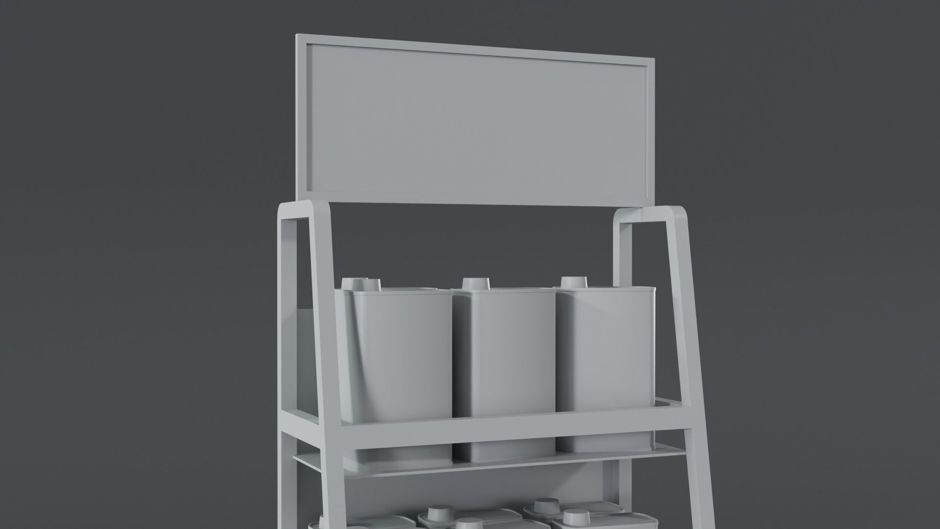 3 Realistic Motor Oil Display Racks with Oil Cans 3D Model Collection_32