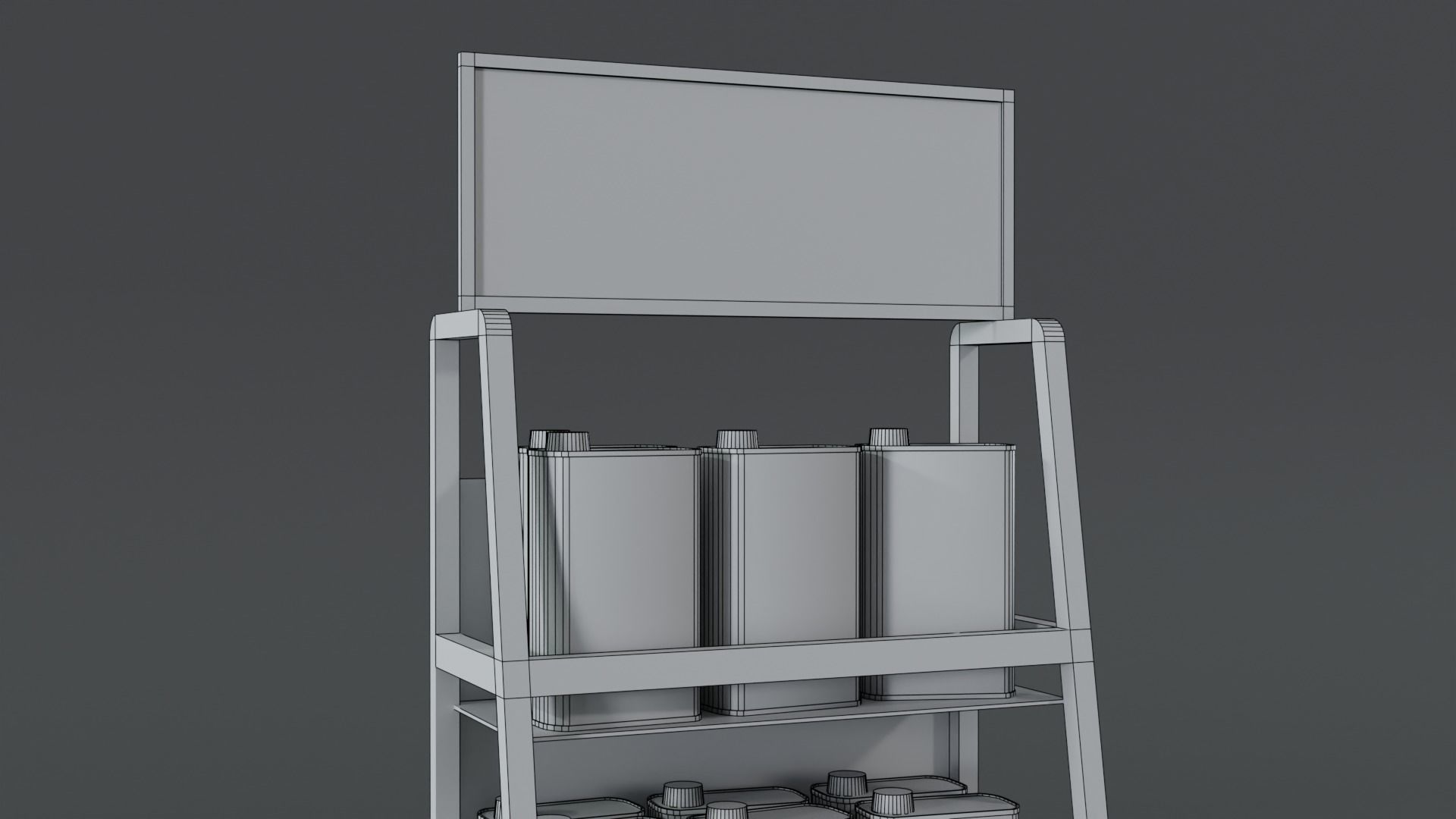 3 Realistic Motor Oil Display Racks with Oil Cans 3D Model Collection_33