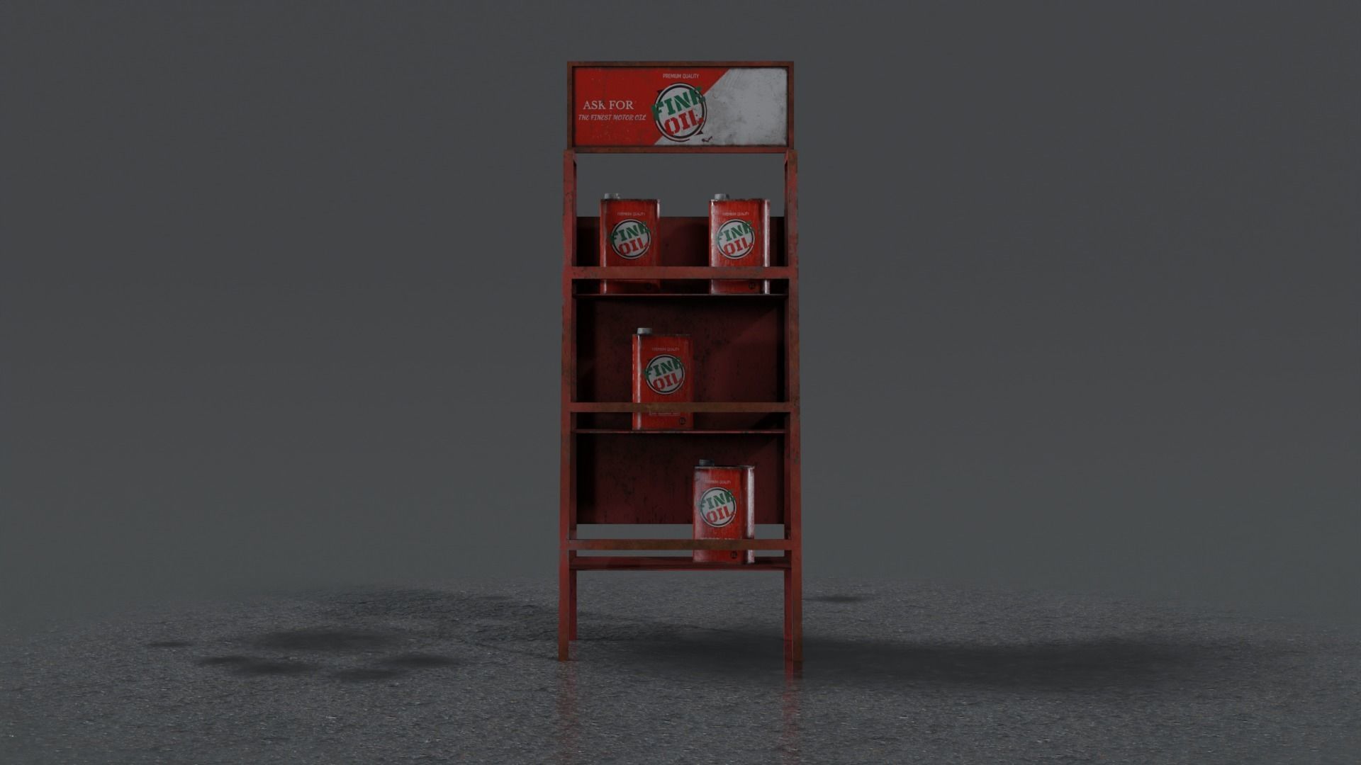 3 Realistic Motor Oil Display Racks with Oil Cans 3D Model Collection_15