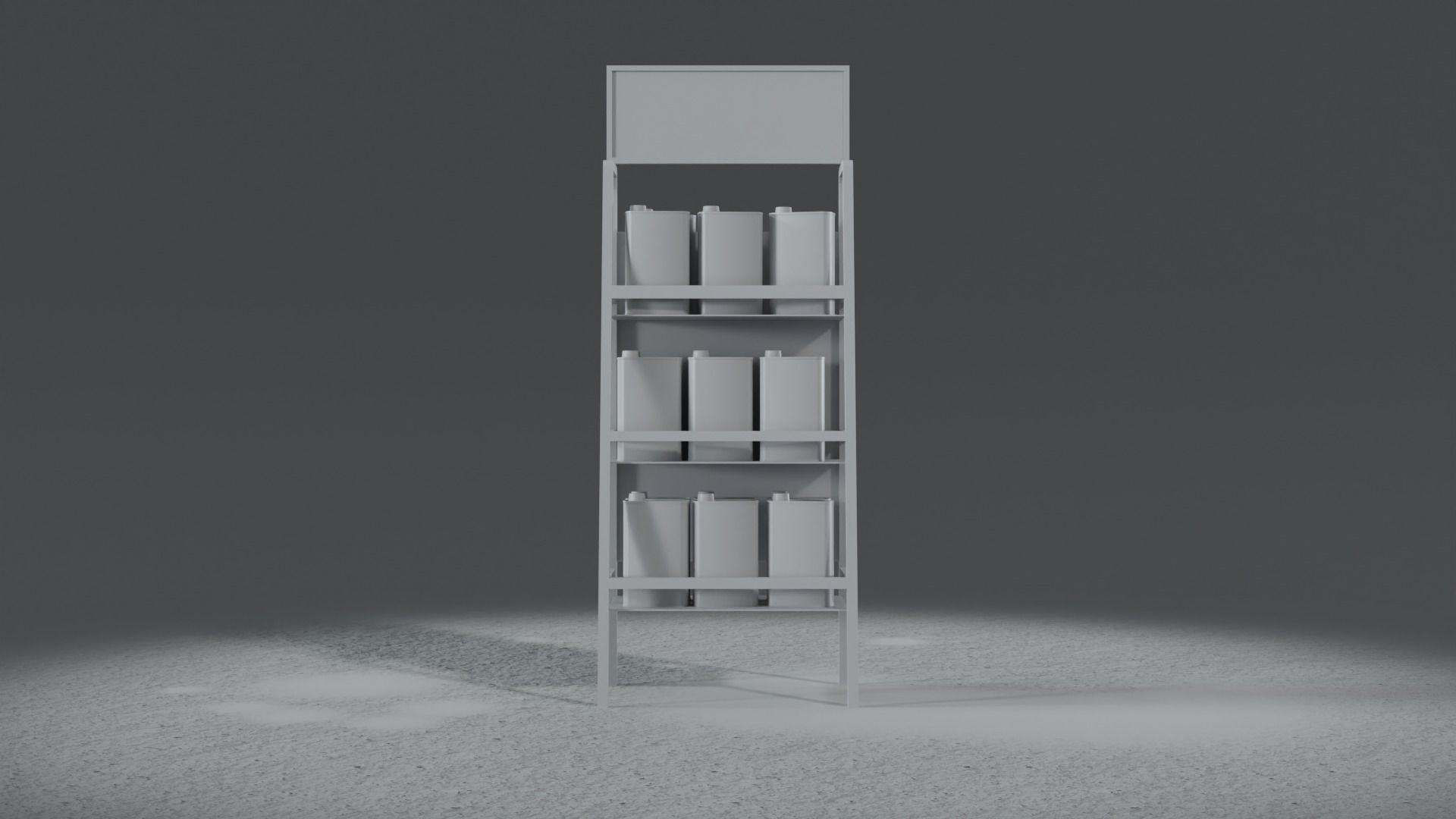 3 Realistic Motor Oil Display Racks with Oil Cans 3D Model Collection_17