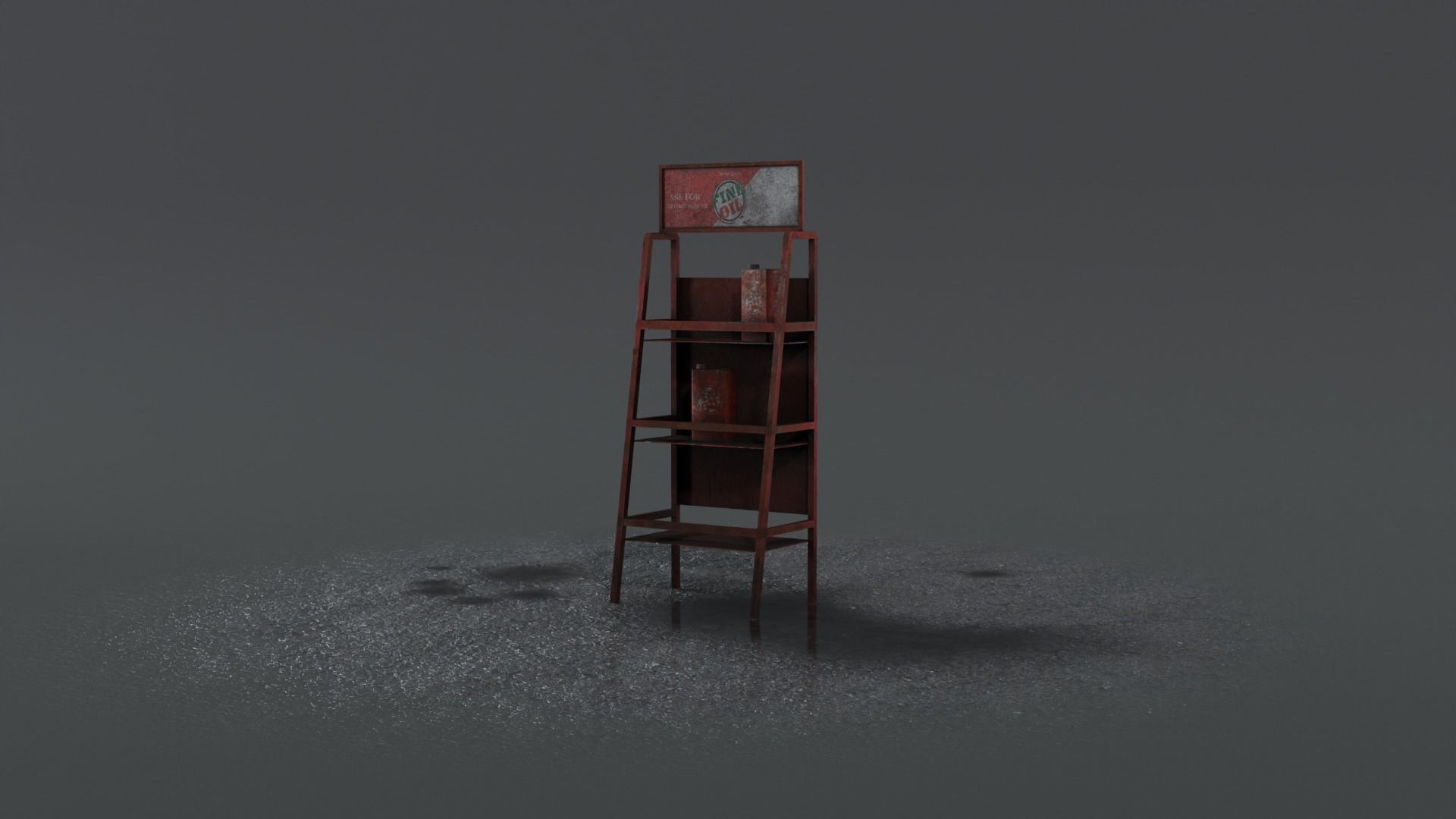 3 Realistic Motor Oil Display Racks with Oil Cans 3D Model Collection_11