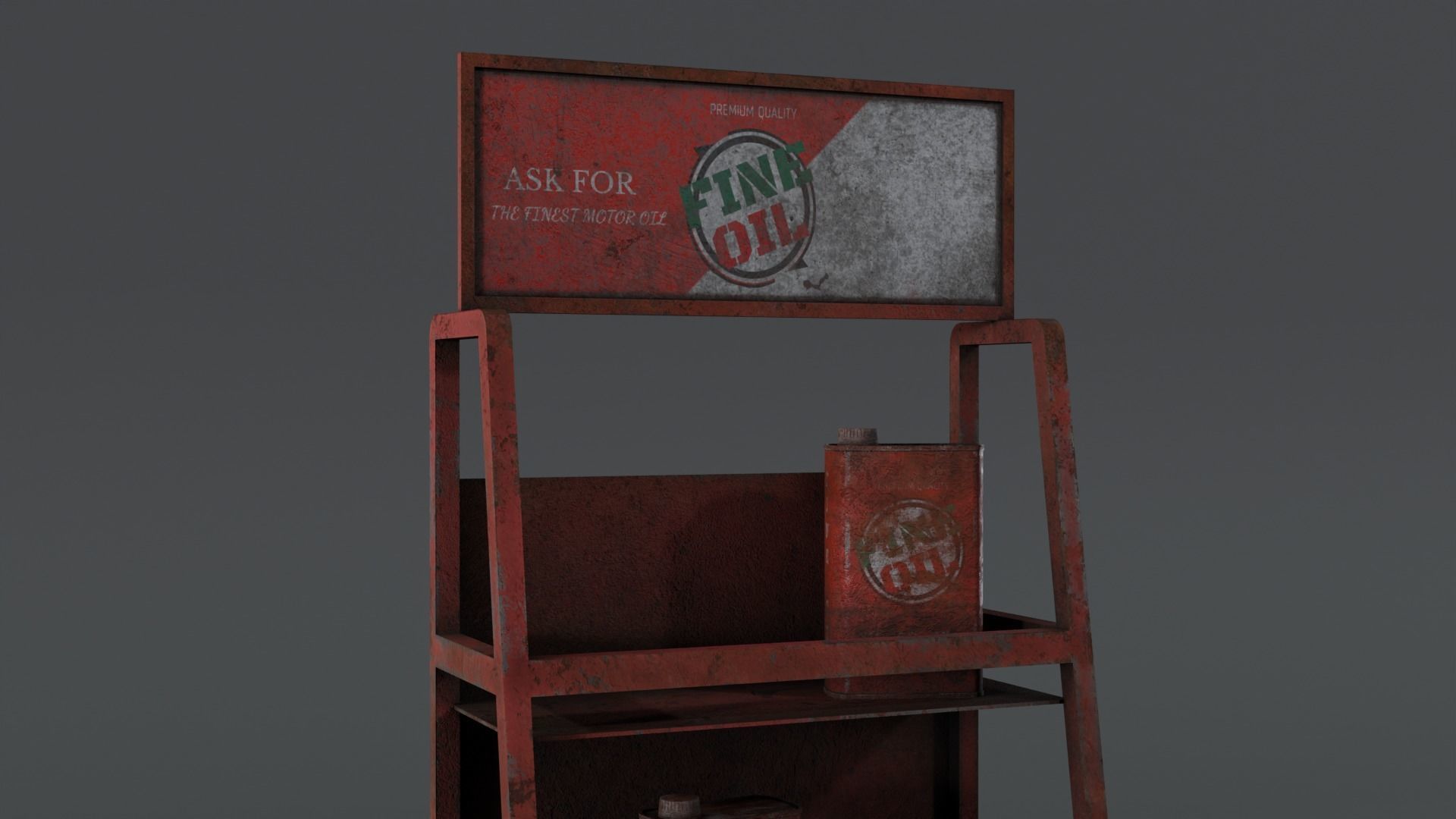 3 Realistic Motor Oil Display Racks with Oil Cans 3D Model Collection_31