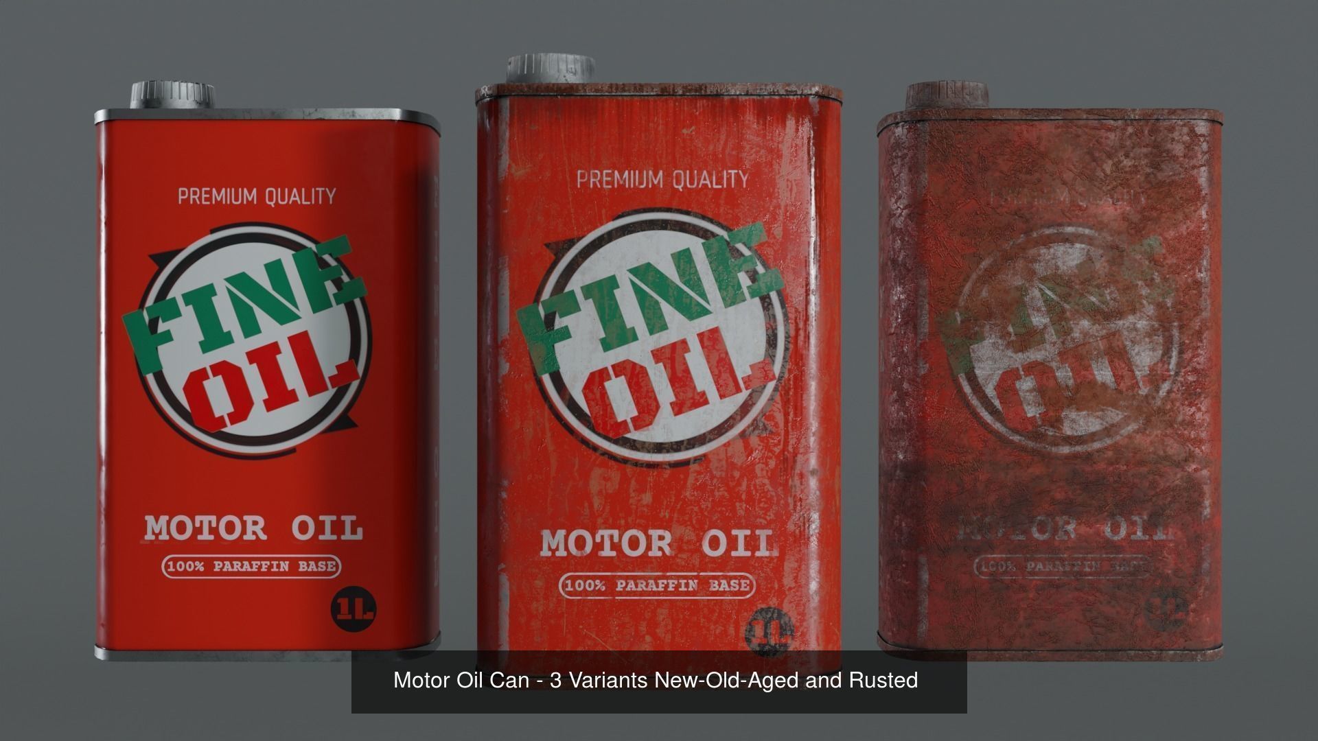 3 Realistic Motor Oil Display Racks with Oil Cans 3D Model Collection_2