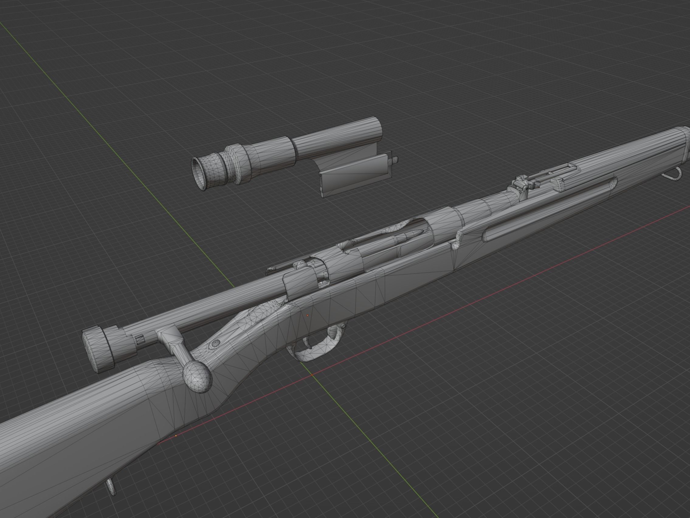 Arisaka Type 38 Low-poly 3D model_10