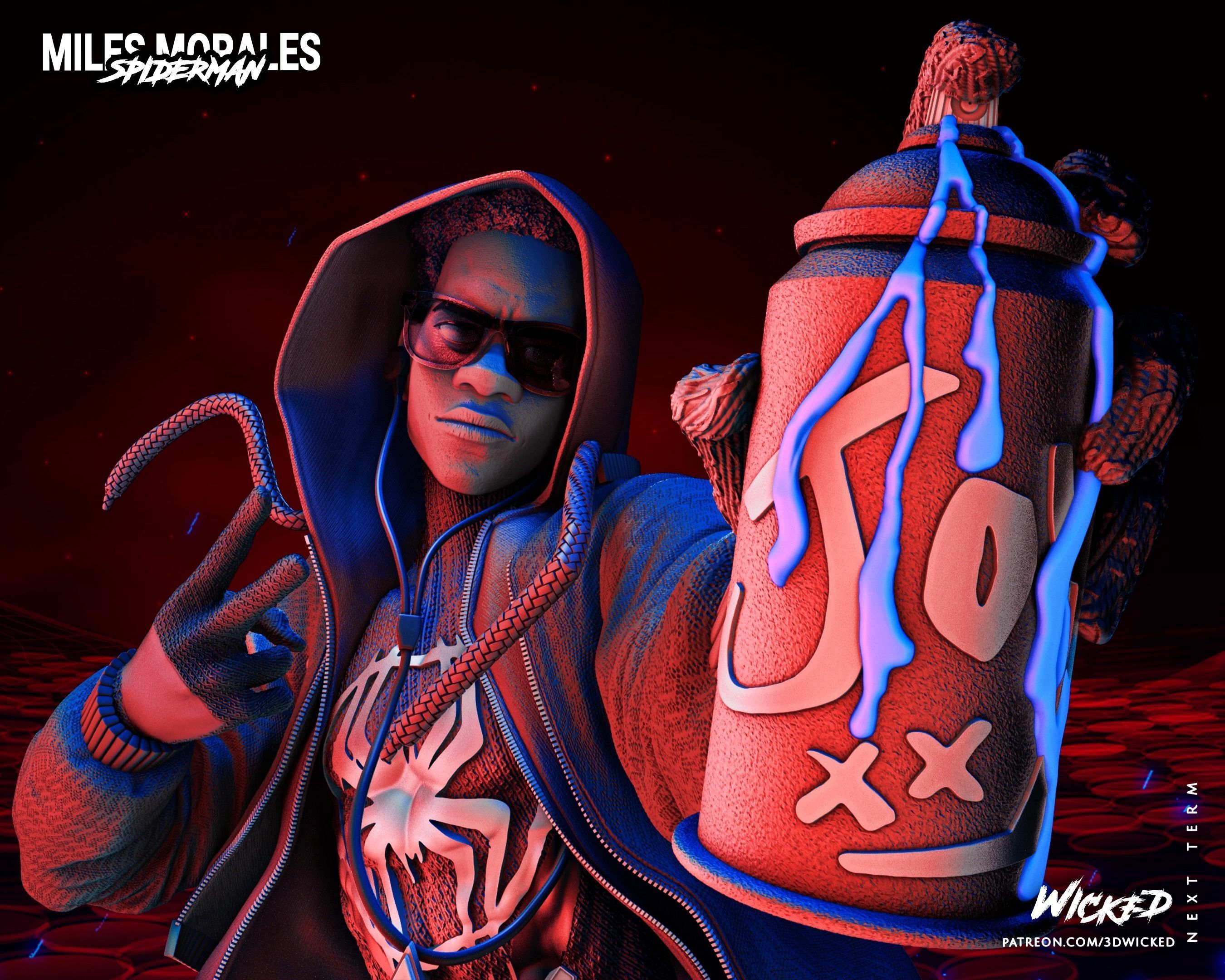 Wicked Marvel Miles Morales Bust Tested for 3D printing 3D print model_35