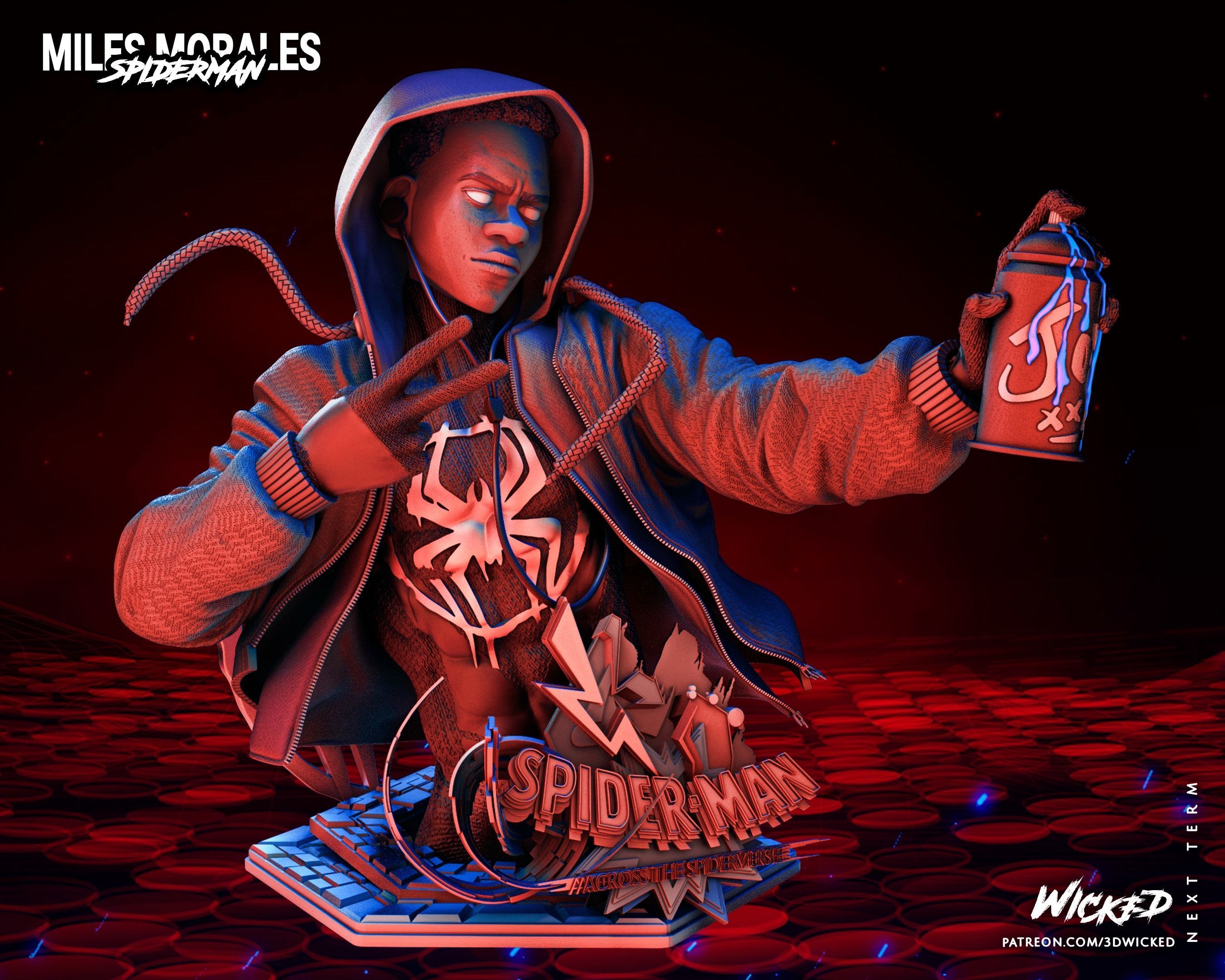 Wicked Marvel Miles Morales Bust Tested for 3D printing 3D print model_16