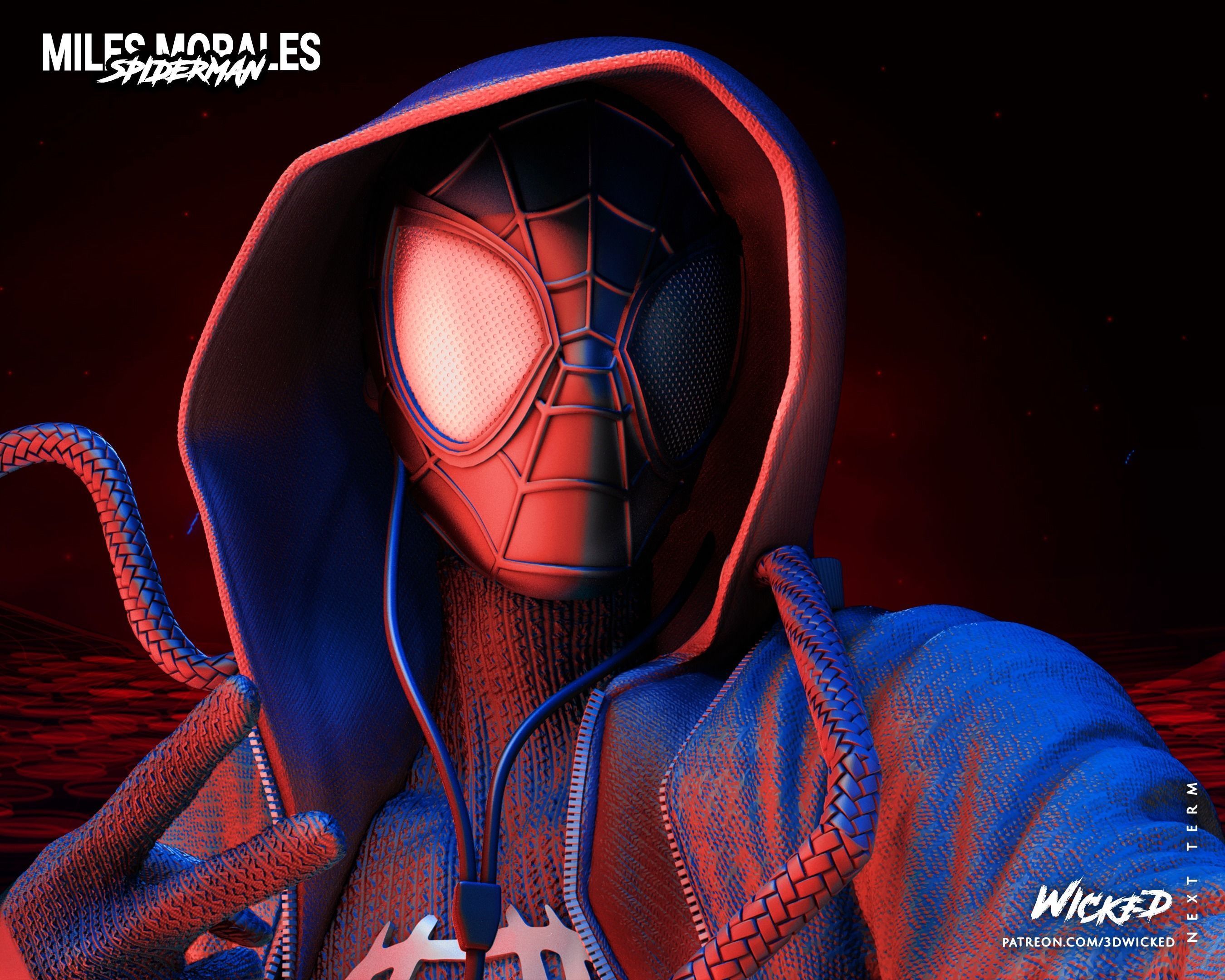 Wicked Marvel Miles Morales Bust Tested for 3D printing 3D print model_26