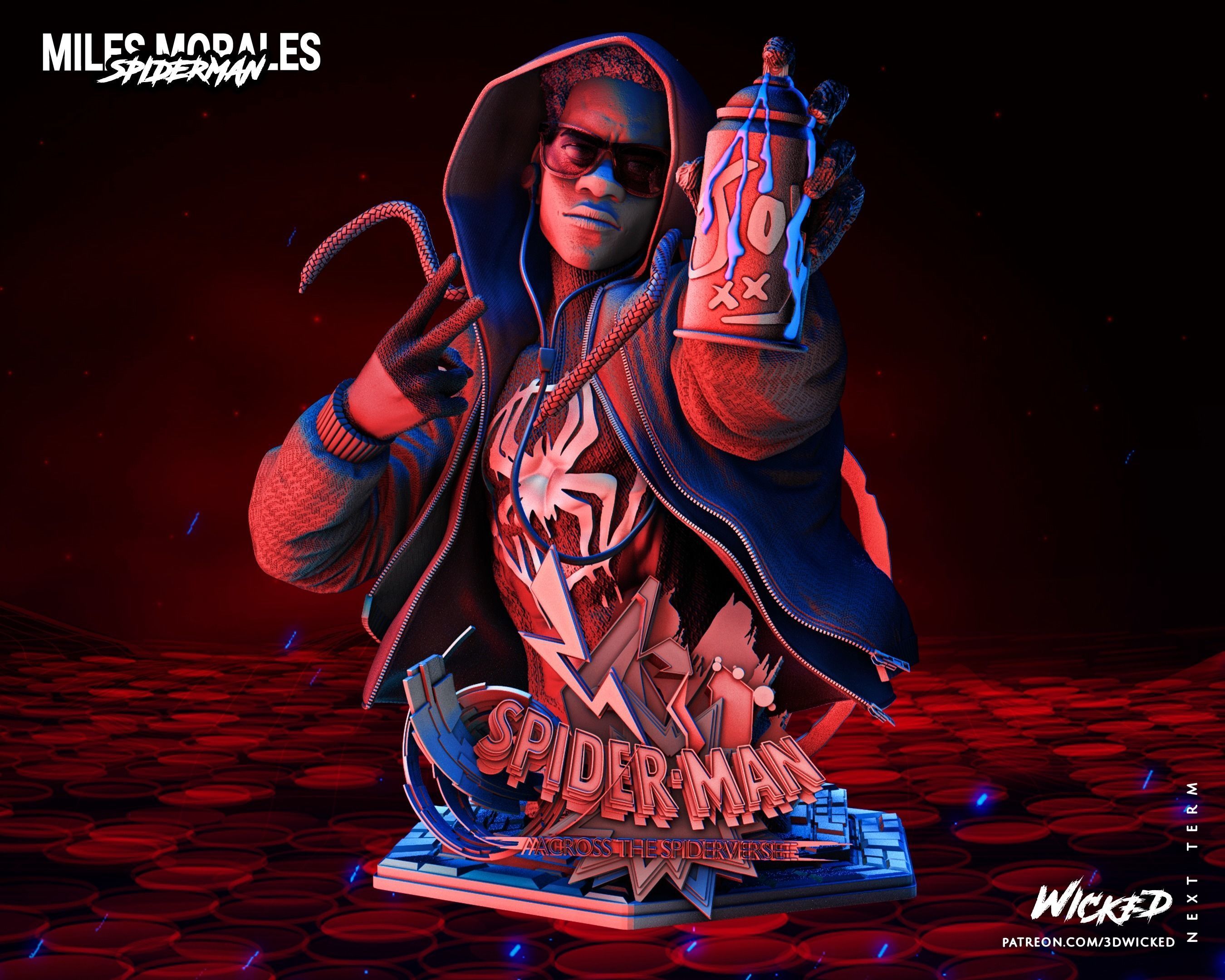 Wicked Marvel Miles Morales Bust Tested for 3D printing 3D print model_11