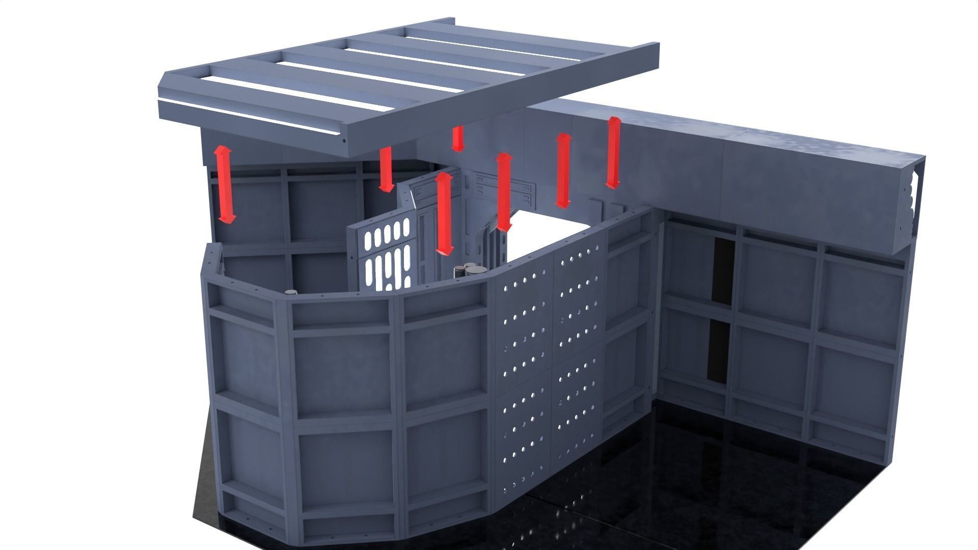 Set 1b - Death Star Small Hangar Entrance 1-12 scale blackseries 3D print model_28