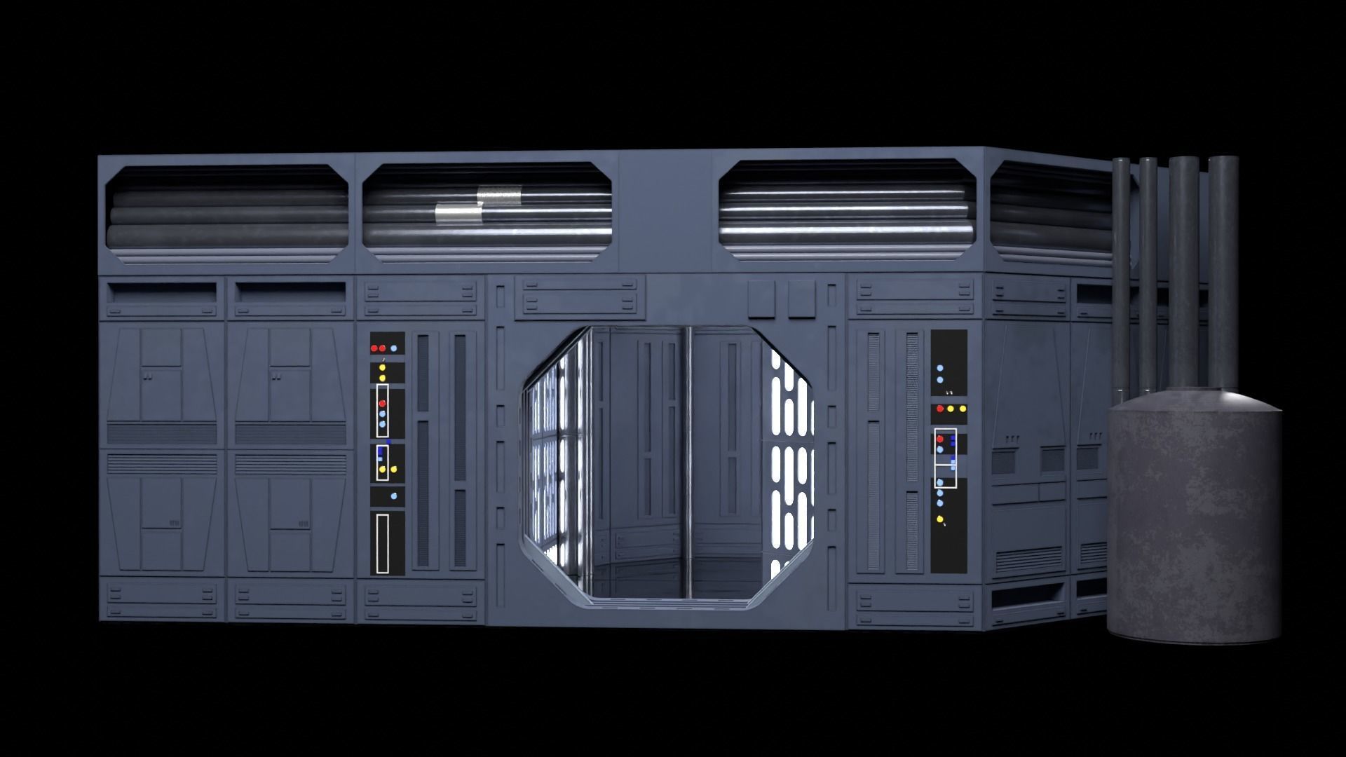 Set 1b - Death Star Small Hangar Entrance 1-12 scale blackseries 3D print model_1