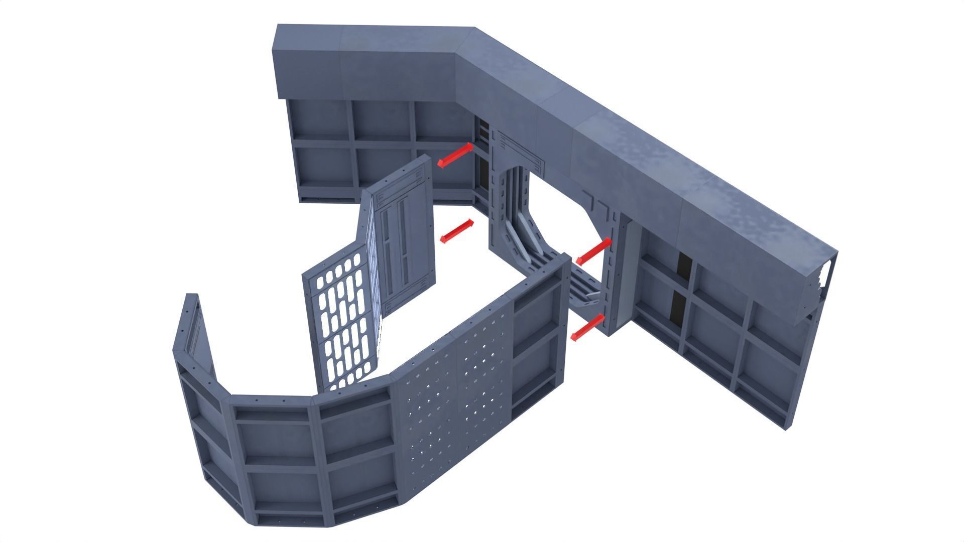 Set 1b - Death Star Small Hangar Entrance 1-12 scale blackseries 3D print model_25