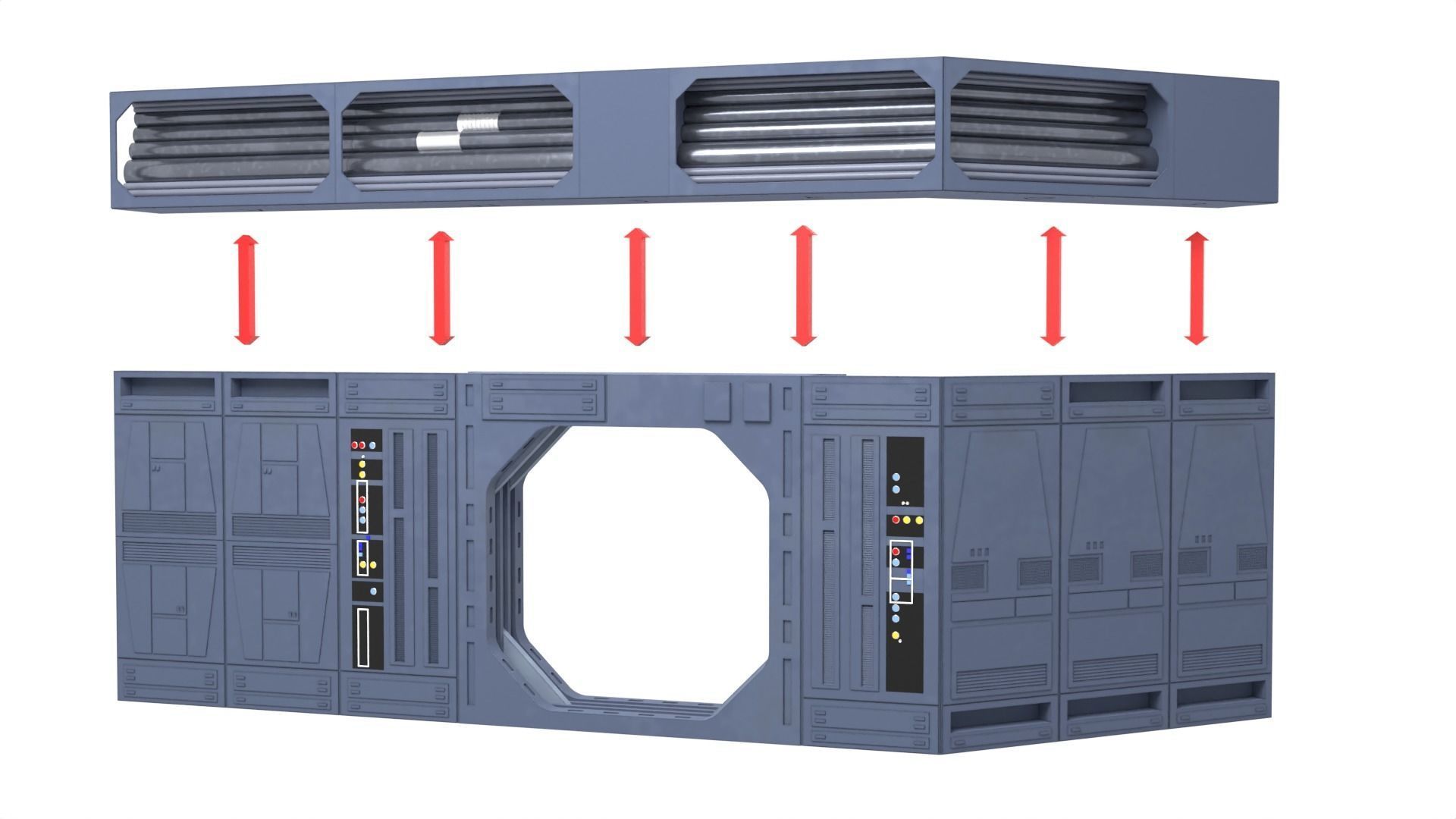 Set 1b - Death Star Small Hangar Entrance 1-12 scale blackseries 3D print model_20