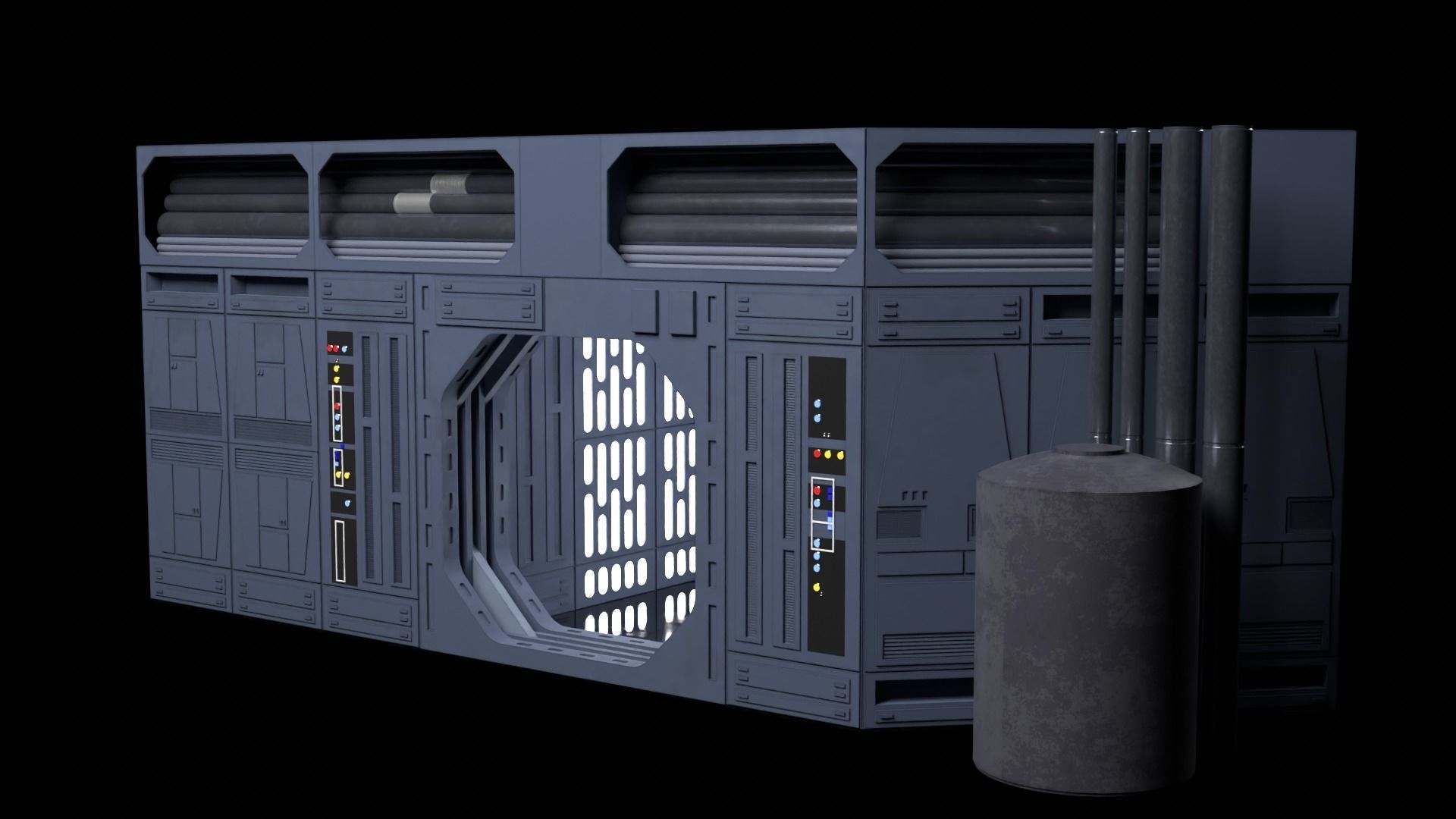 Set 1b - Death Star Small Hangar Entrance 1-12 scale blackseries 3D print model_3