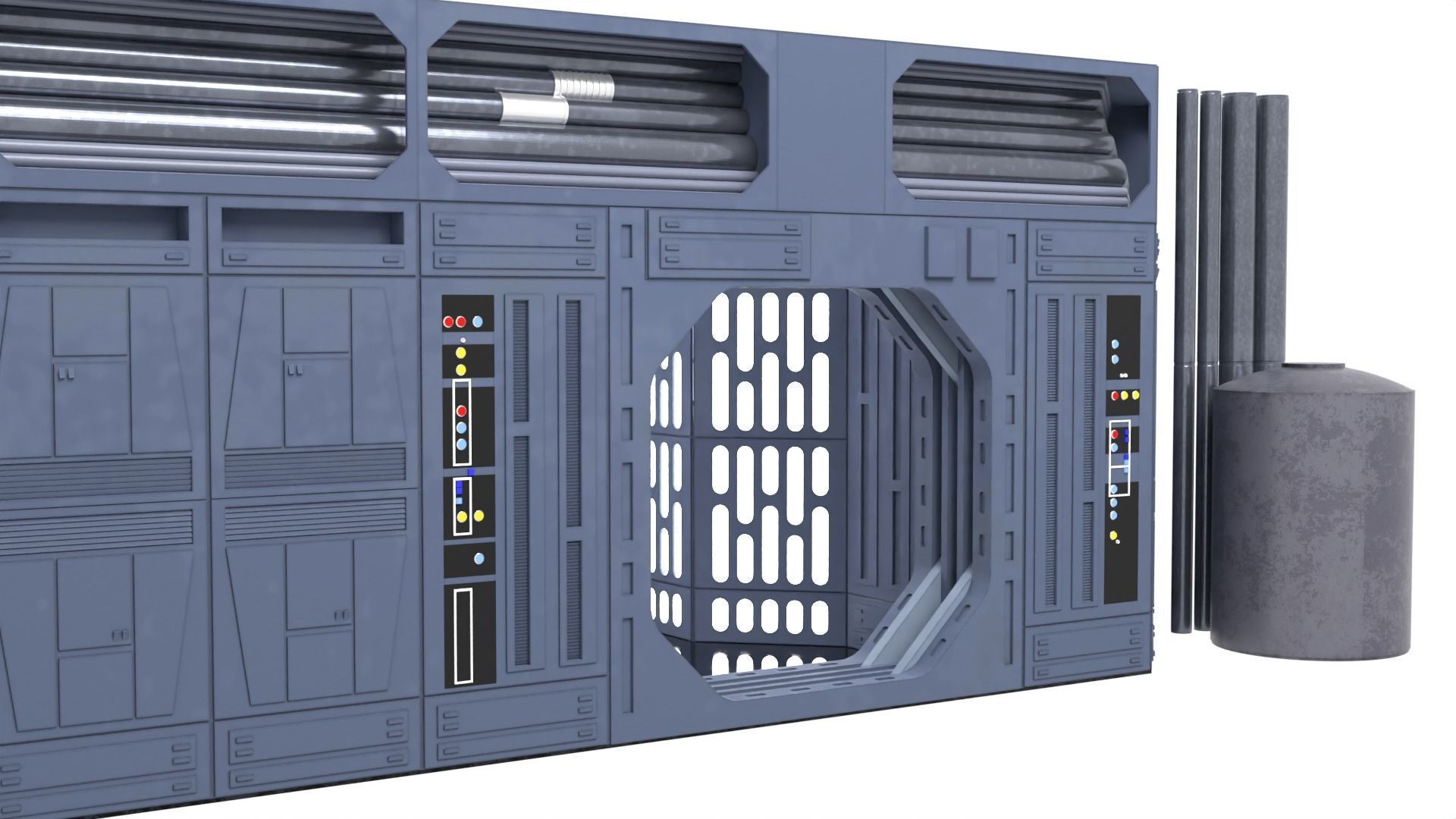 Set 1b - Death Star Small Hangar Entrance 1-12 scale blackseries 3D print model_9