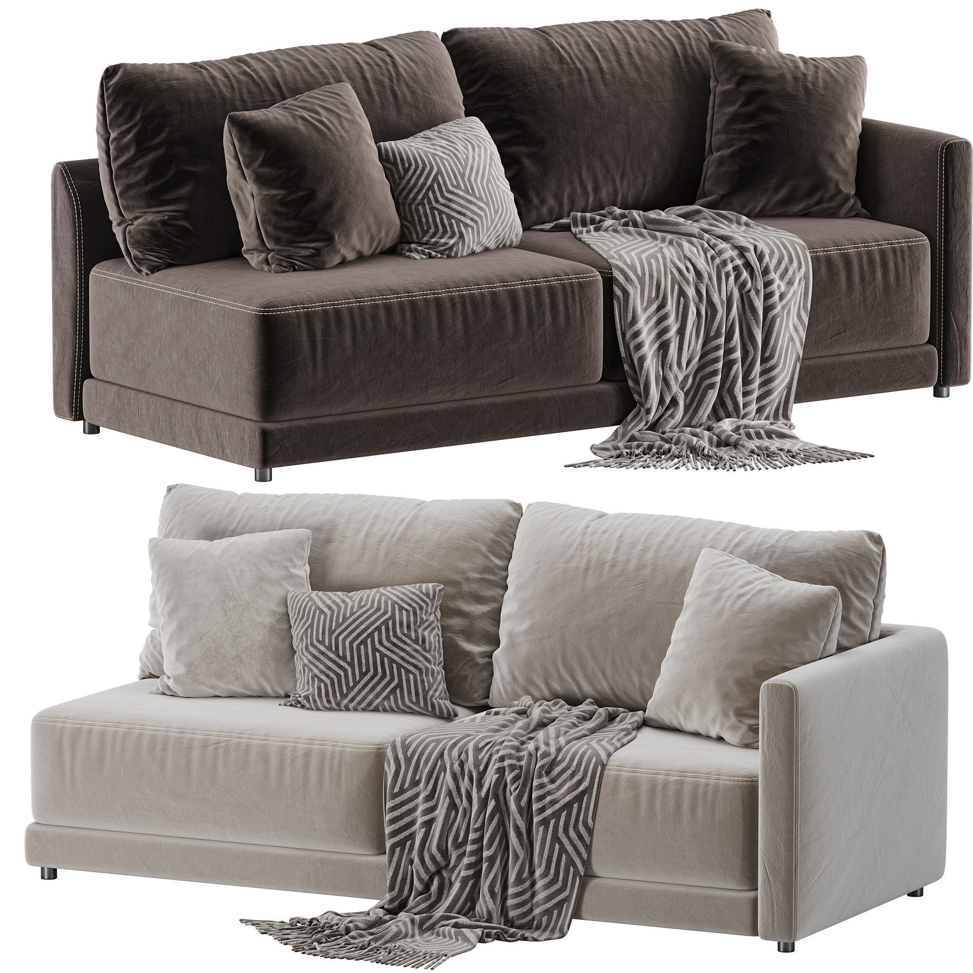 Gather Deep Right Arm Sofa 3D model_6