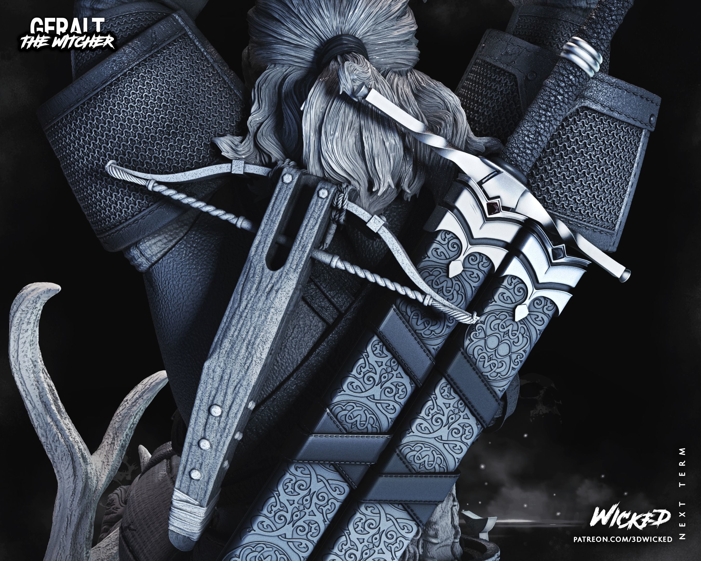 Geralt de Rivia Sculpture Tested for 3D printing 3D print model_50