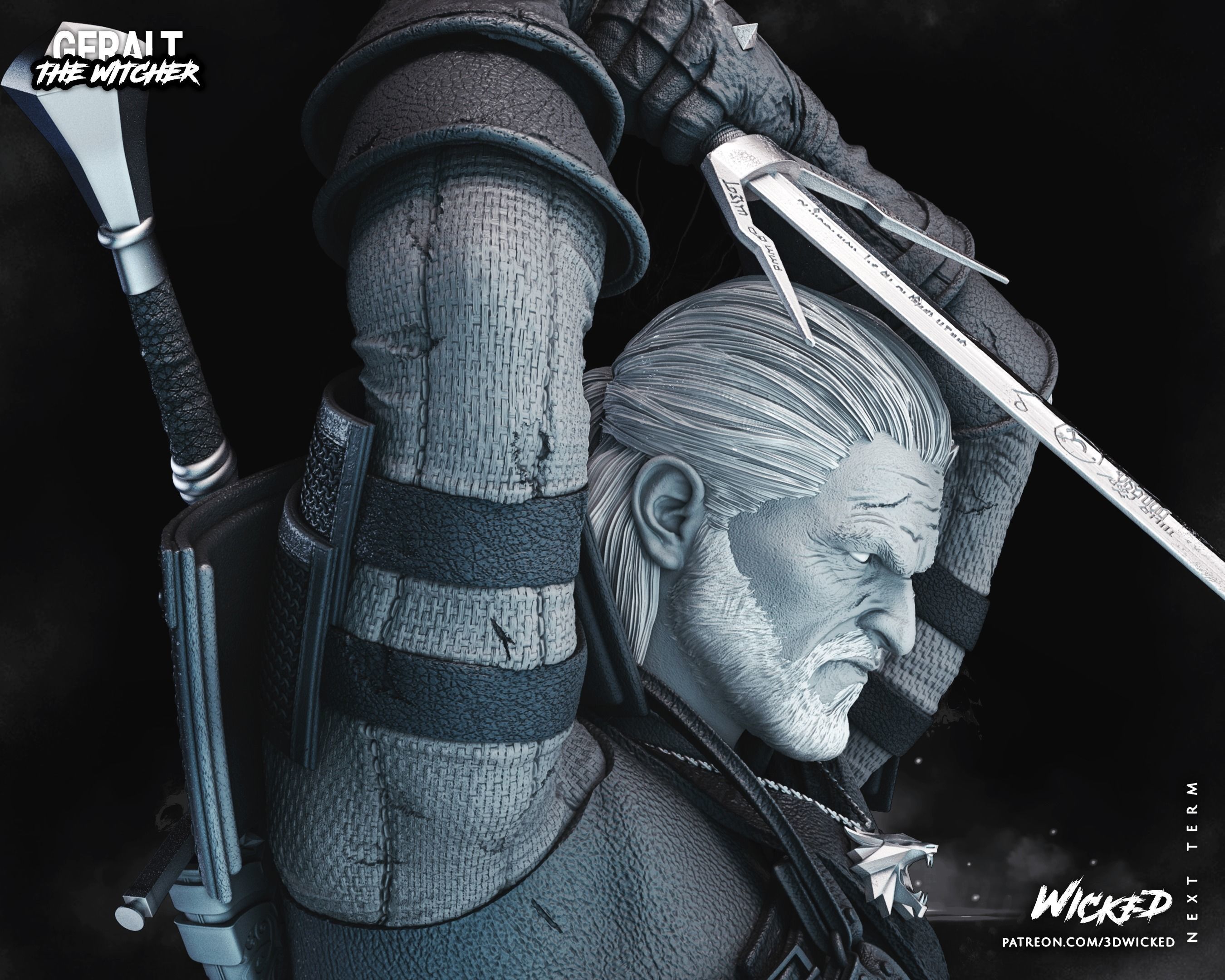 Geralt de Rivia Sculpture Tested for 3D printing 3D print model_45