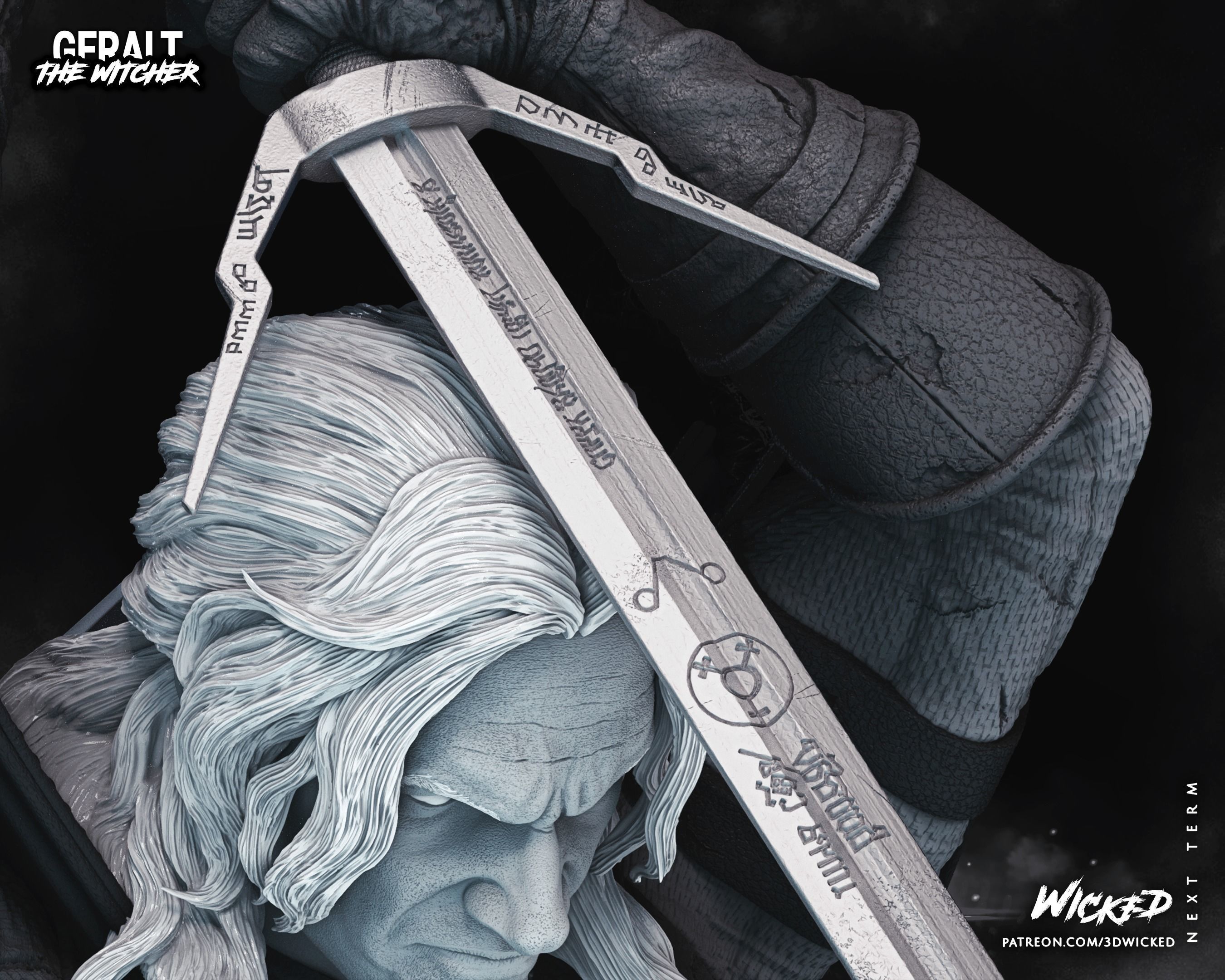 Geralt de Rivia Sculpture Tested for 3D printing 3D print model_32