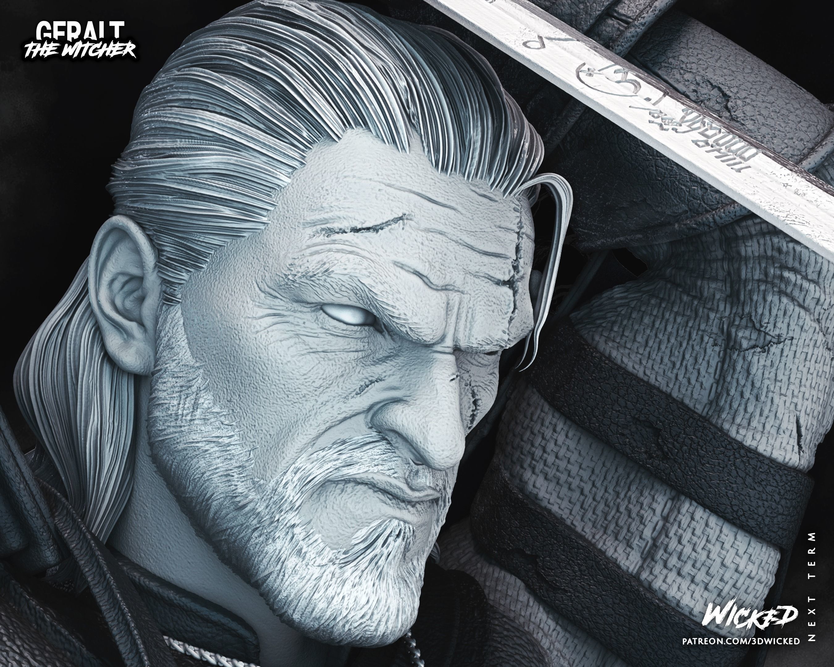 Geralt de Rivia Sculpture Tested for 3D printing 3D print model_31