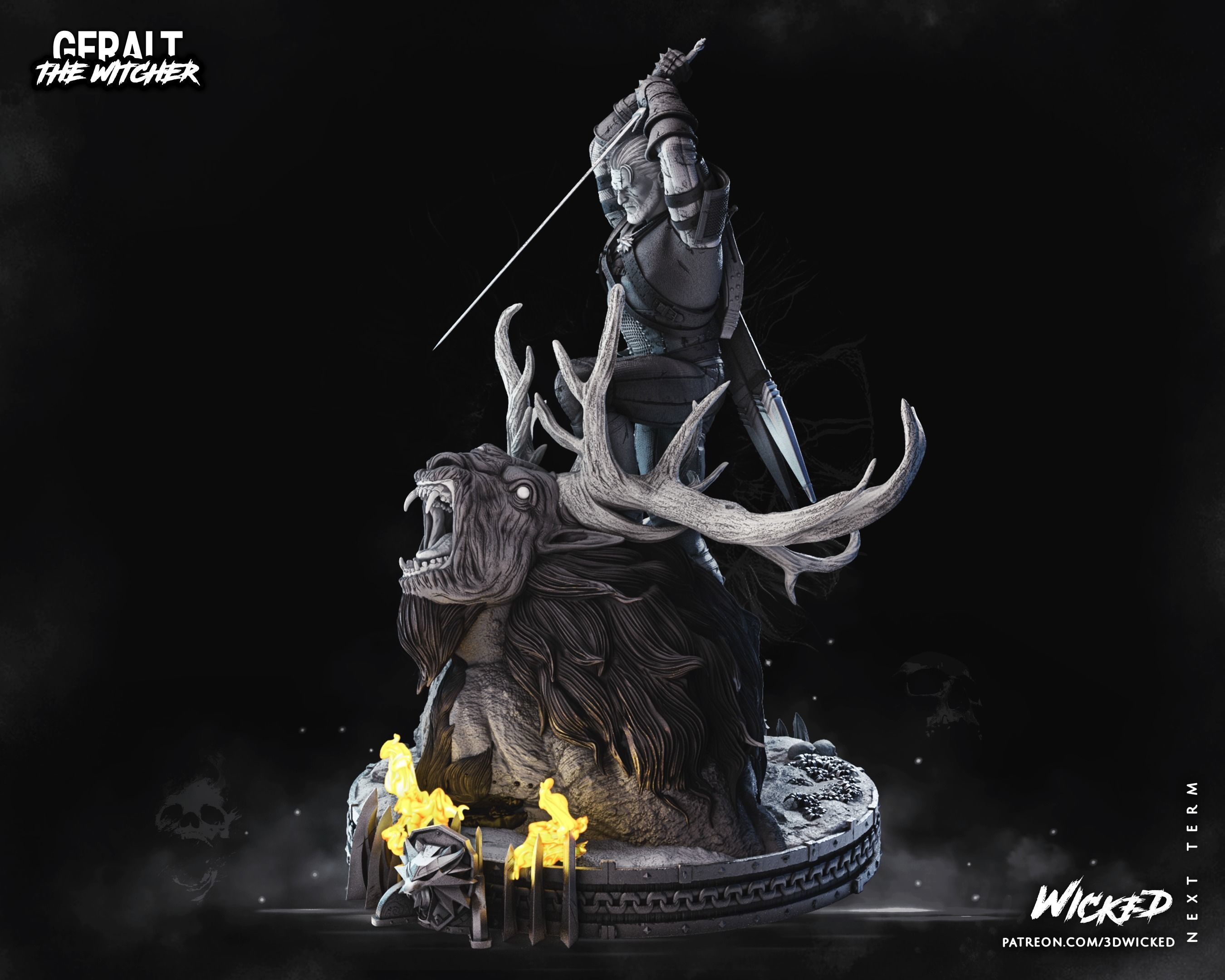 Geralt de Rivia Sculpture Tested for 3D printing 3D print model_15