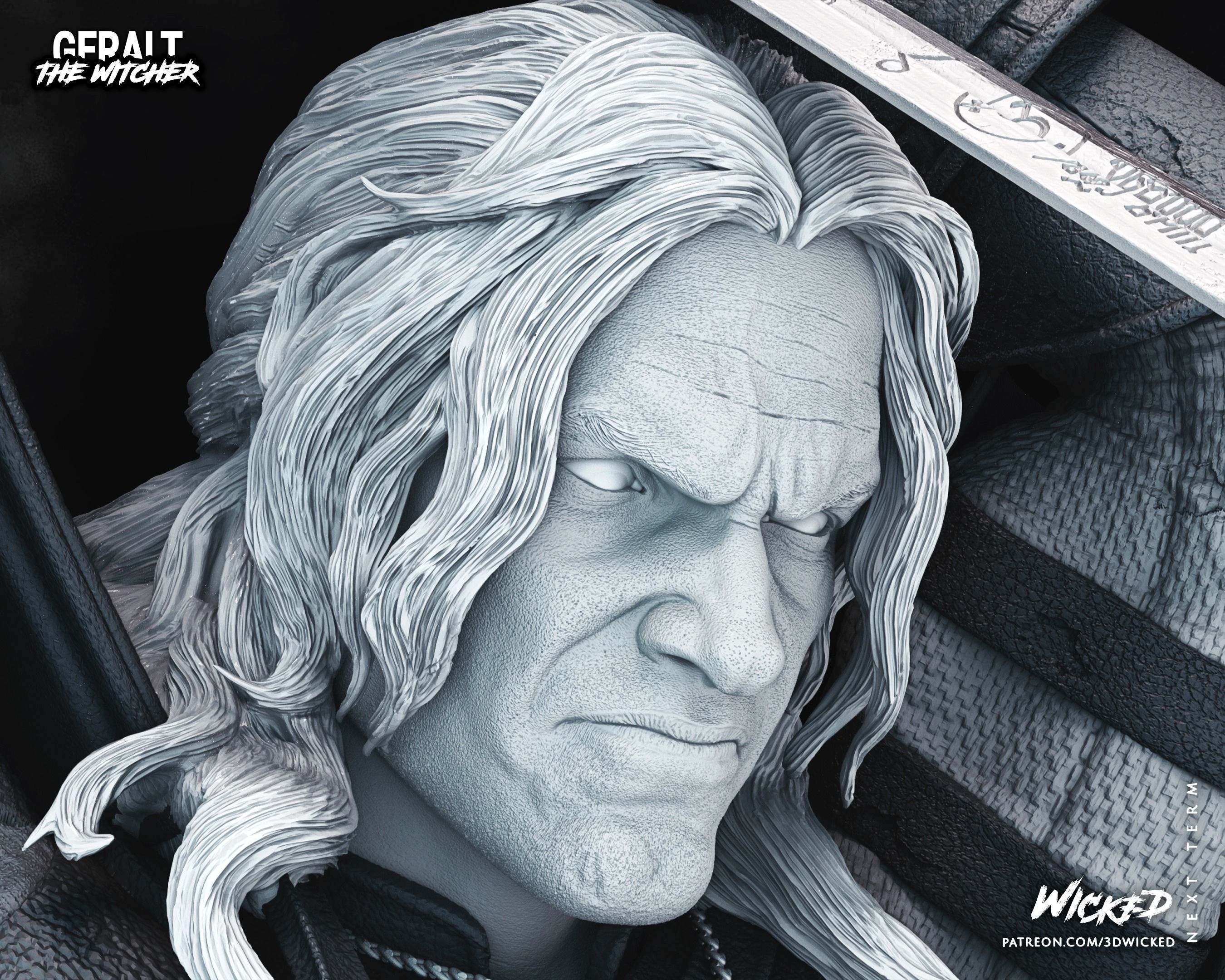 Geralt de Rivia Sculpture Tested for 3D printing 3D print model_59