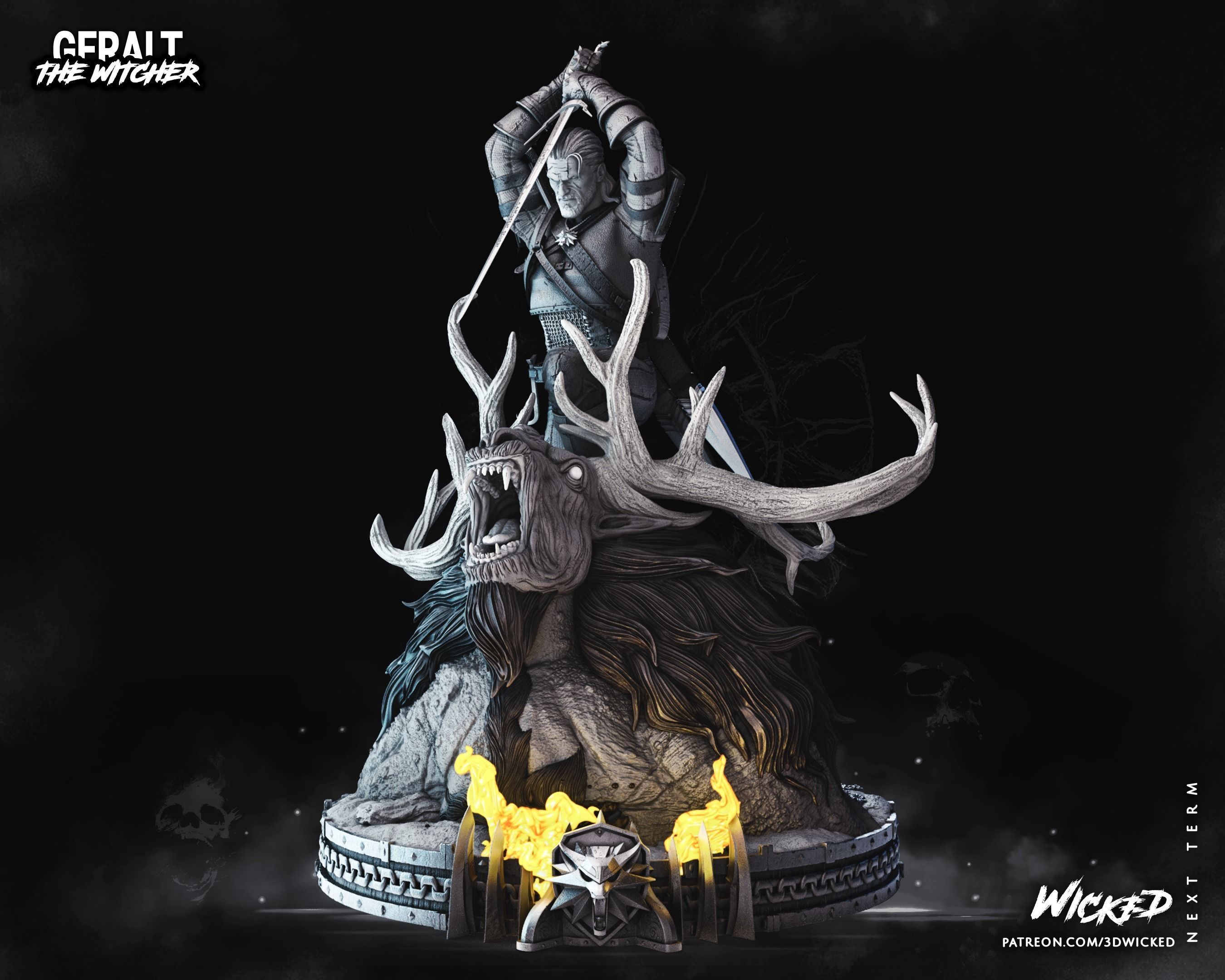 Geralt de Rivia Sculpture Tested for 3D printing 3D print model_1