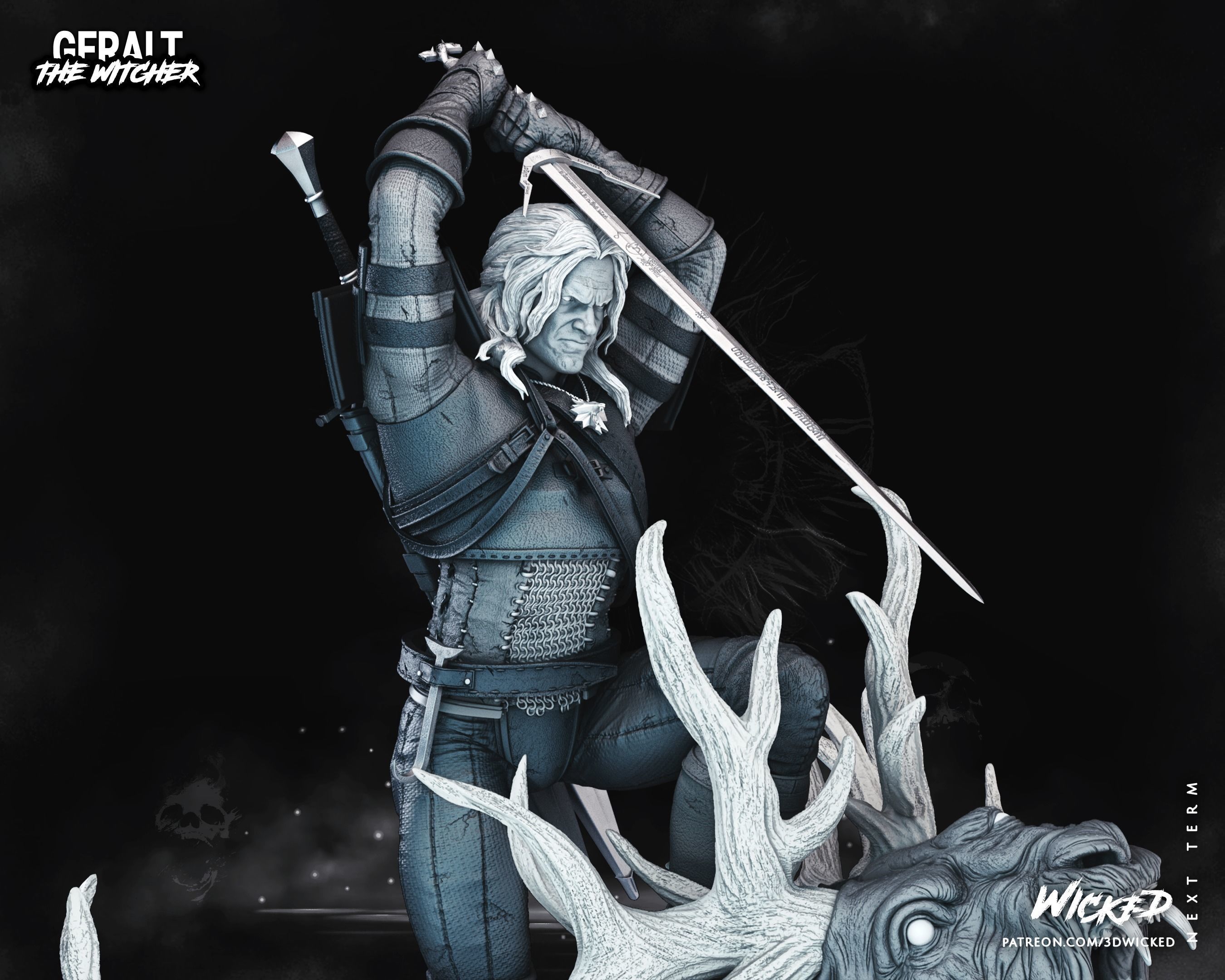 Geralt de Rivia Sculpture Tested for 3D printing 3D print model_22